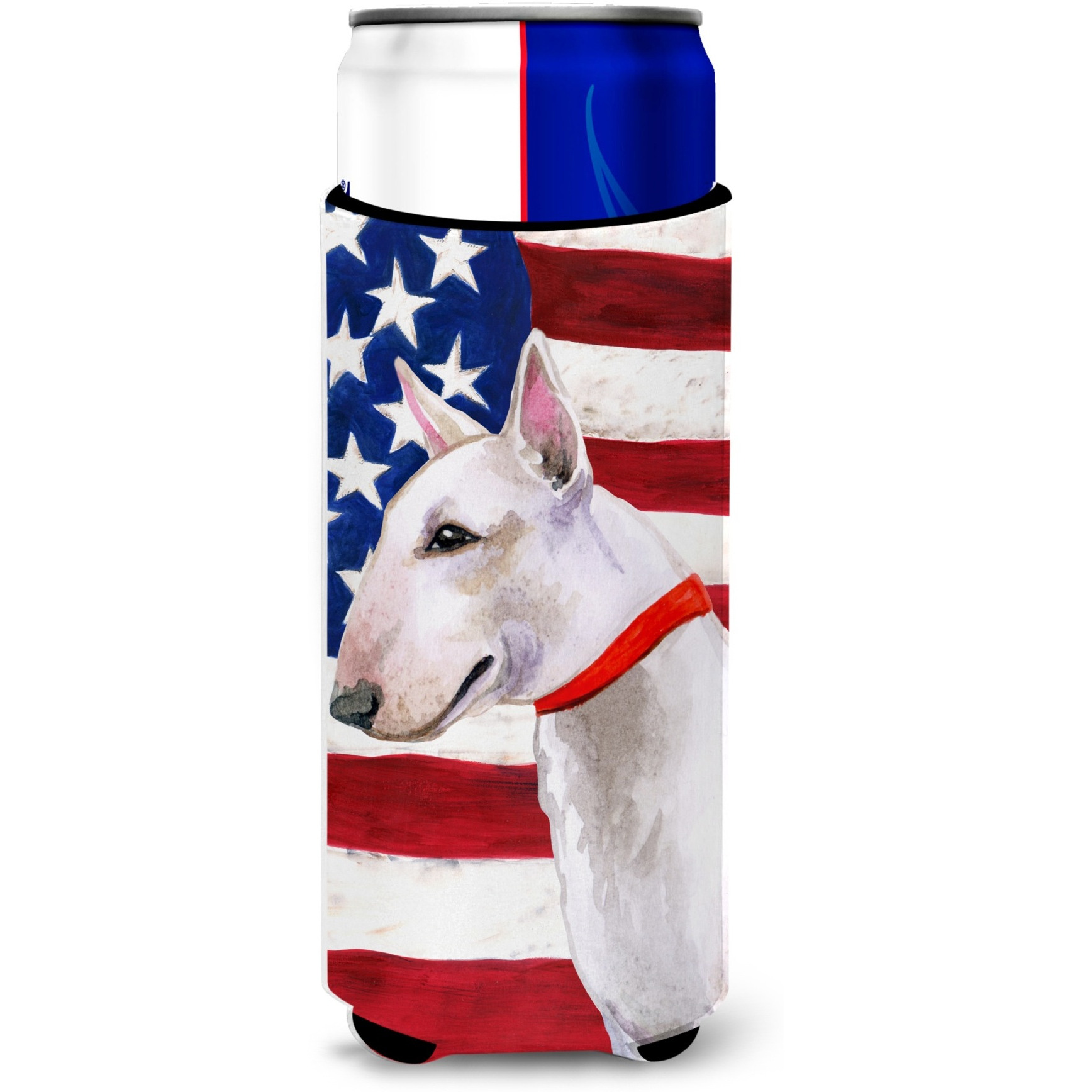 &quotCaroline's Treasures Bull Terrier Patriotic Decorative Can Hugger, Slim, Multicolor"