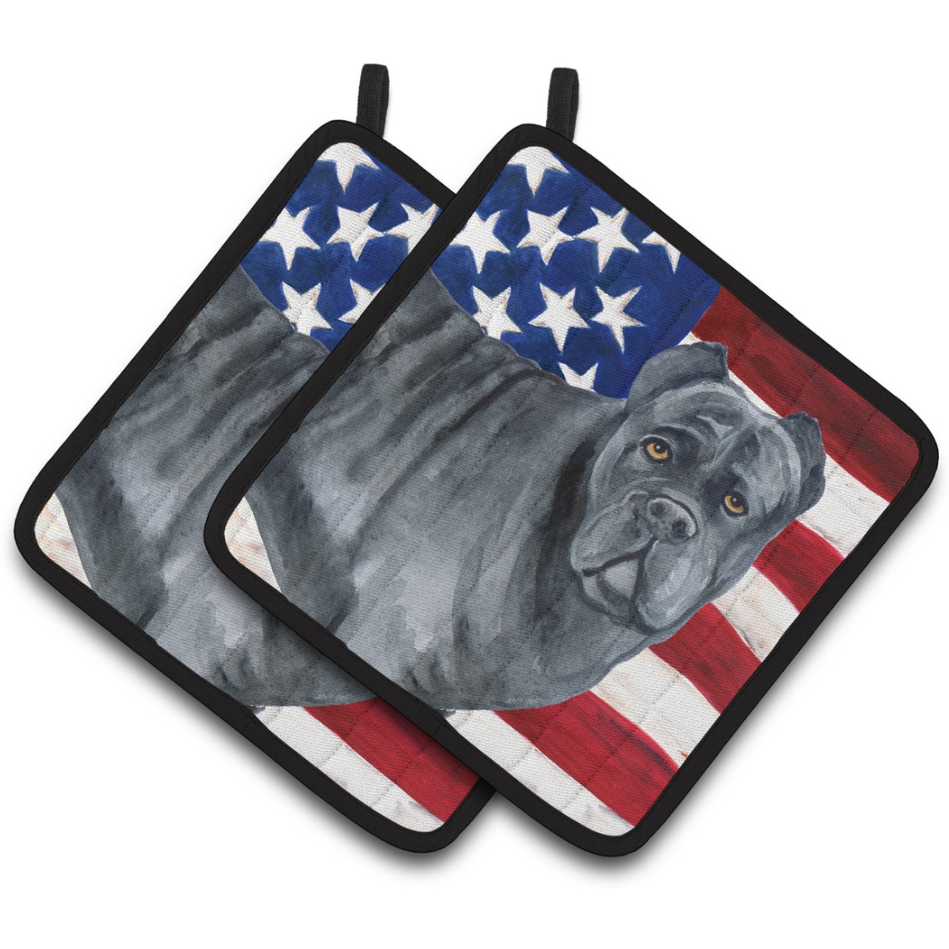 &quotCaroline's Treasures Cane Corso Patriotic Decorated pot holder, 7.5H x 7.5W, USA American Flag"