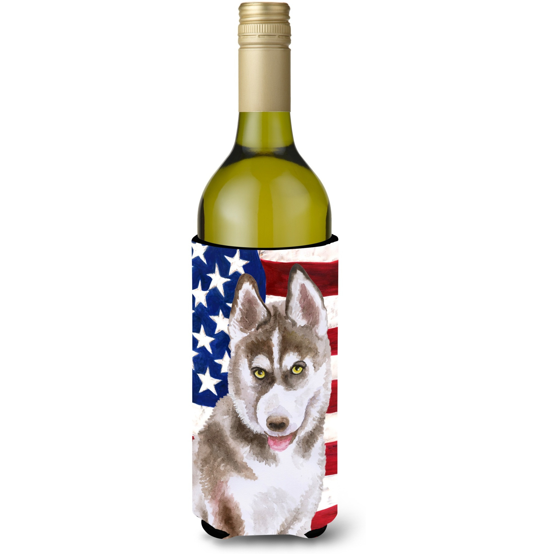 &quotCaroline's Treasures Siberian Husky Grey Patriotic Decorative Bottle Hugger, 750ml, Multicolor"