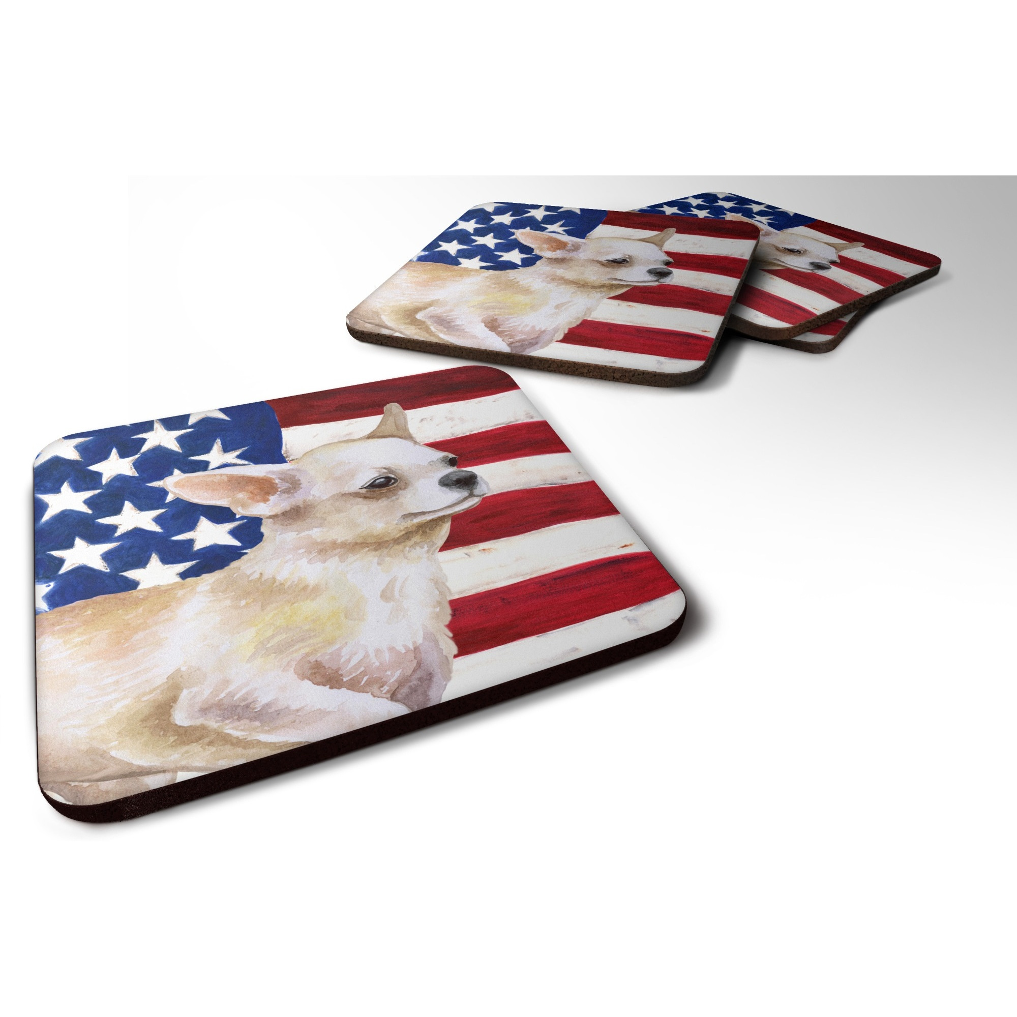 &quotCaroline's Treasures Chihuahua Leg up Patriotic Decorative coasters, Multicolor"