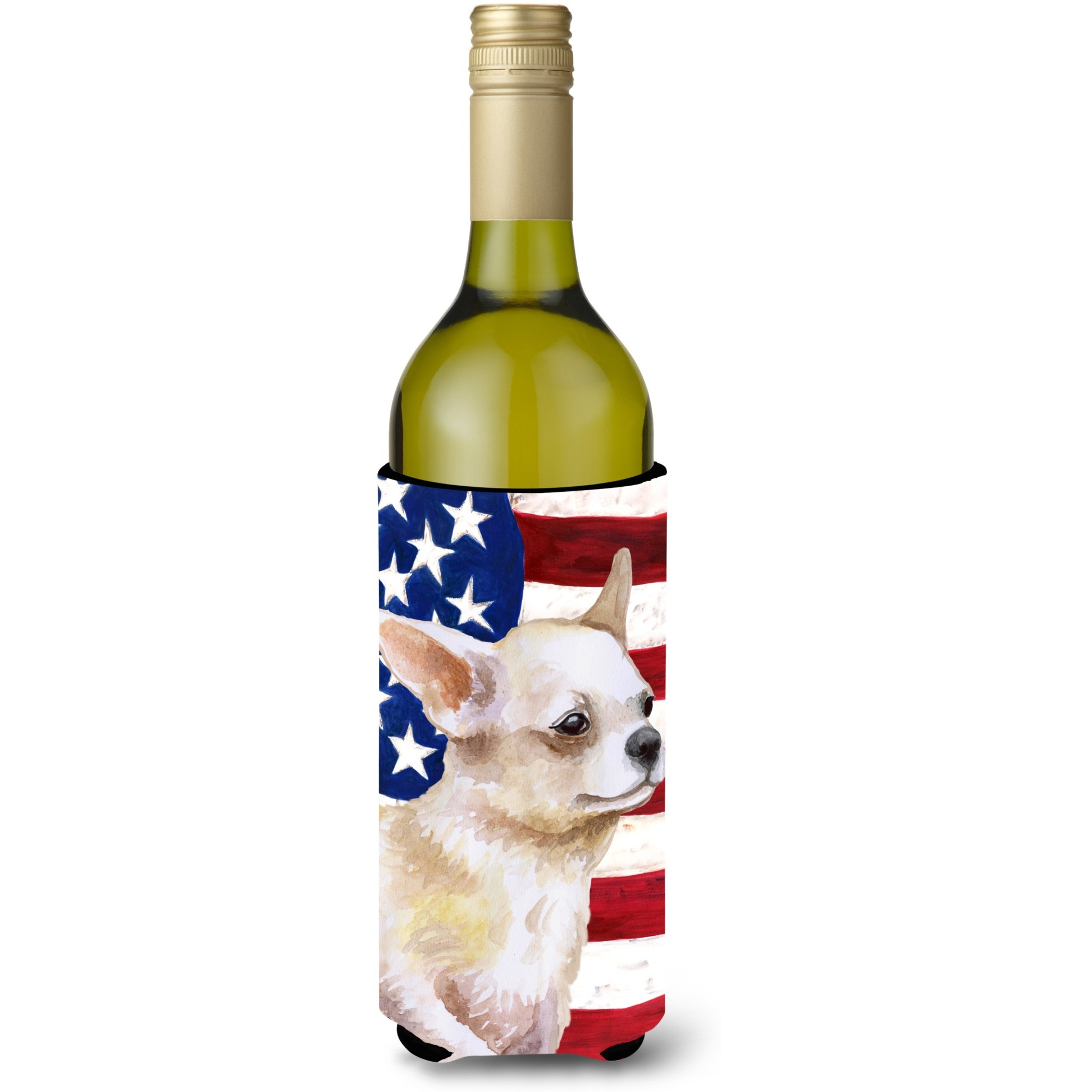 &quotCaroline's Treasures Chihuahua Leg up Patriotic Decorative Bottle Hugger, 750ml, Multicolor"