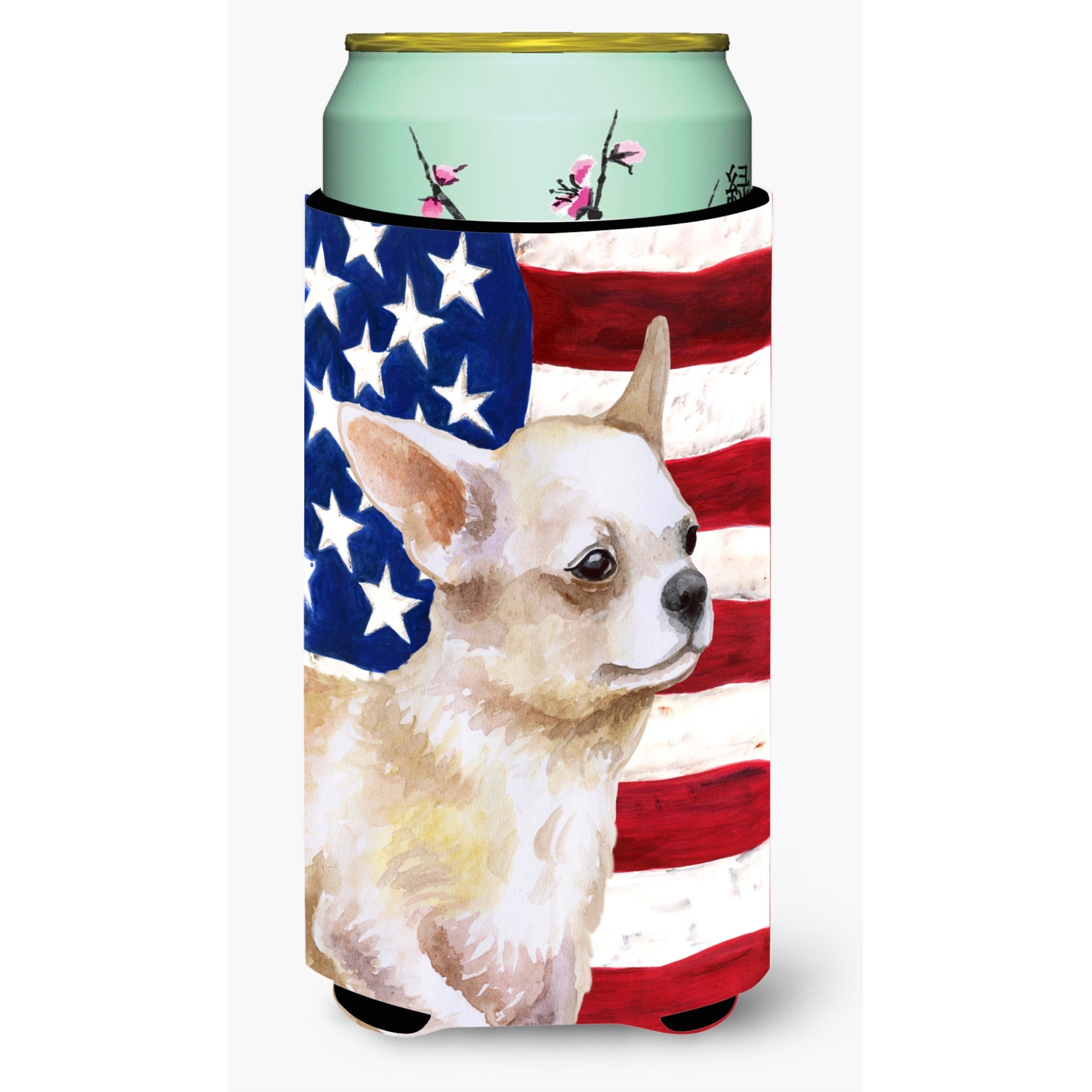 &quotCaroline's Treasures Chihuahua Leg up Patriotic Decorative Can Hugger, Tall Boy, Multicolor"