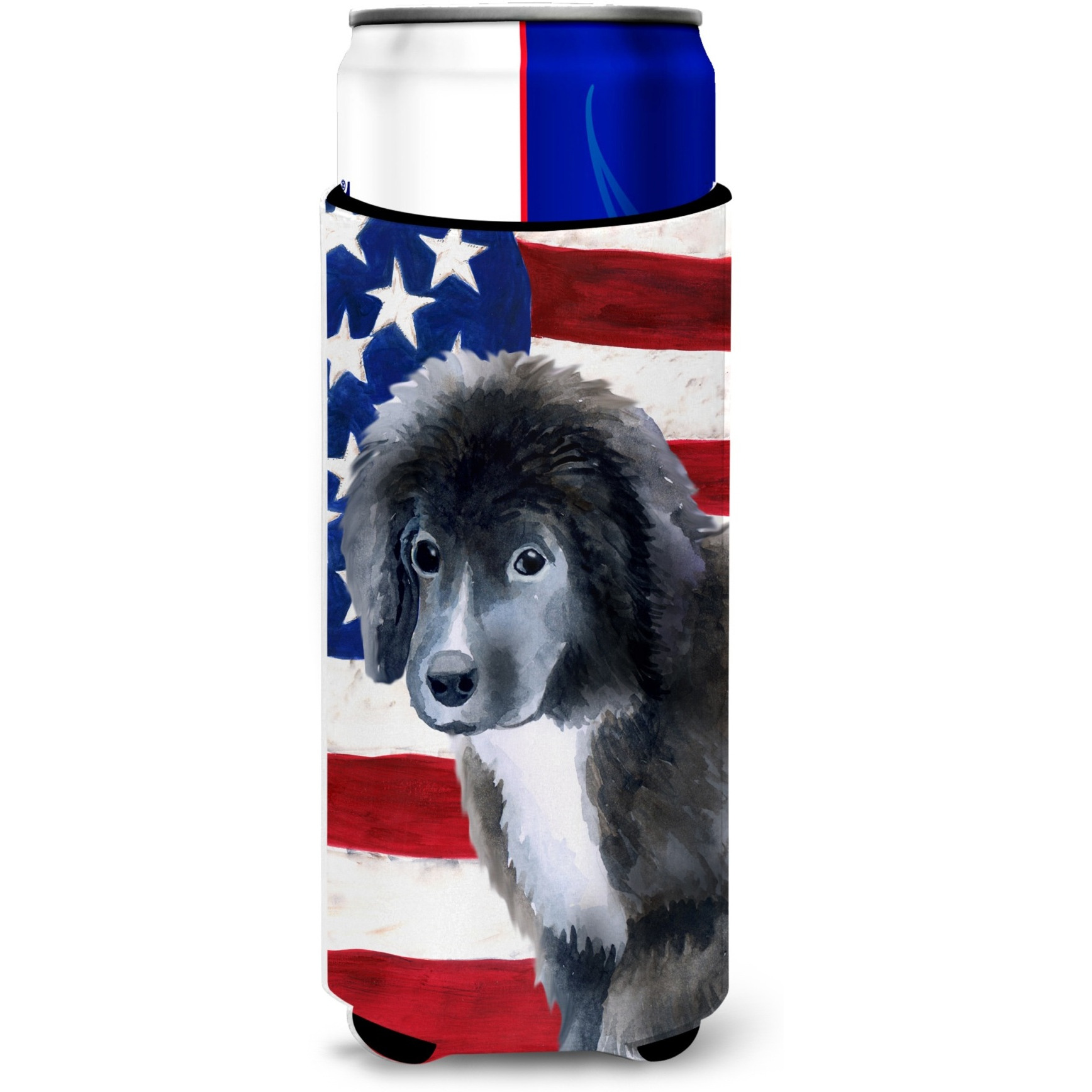 &quotCaroline's Treasures Newfoundland Puppy Patriotic Decorative Can Hugger, Slim, Multicolor"