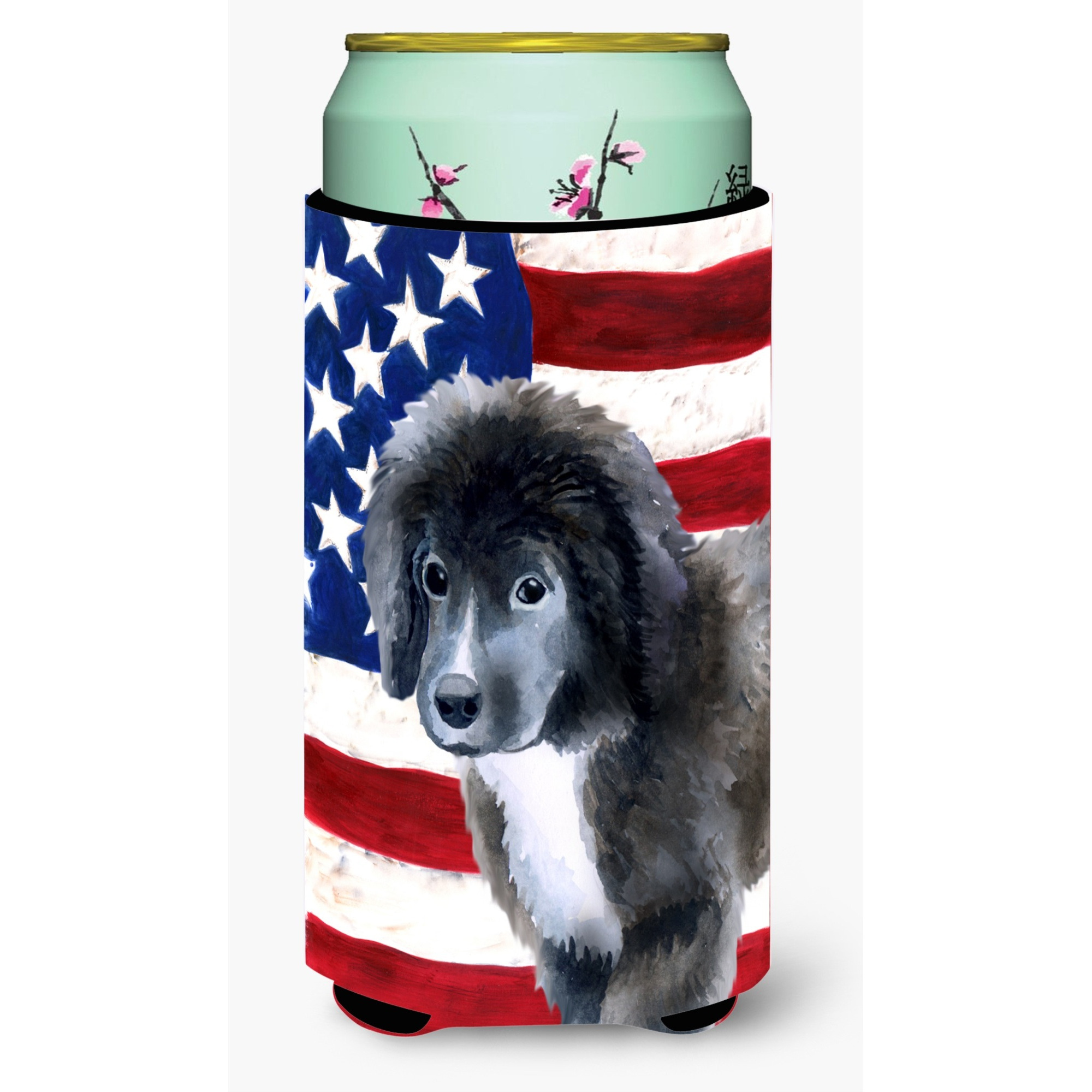 &quotCaroline's Treasures Newfoundland Puppy Patriotic Decorative Can Hugger, Tall Boy, Multicolor"