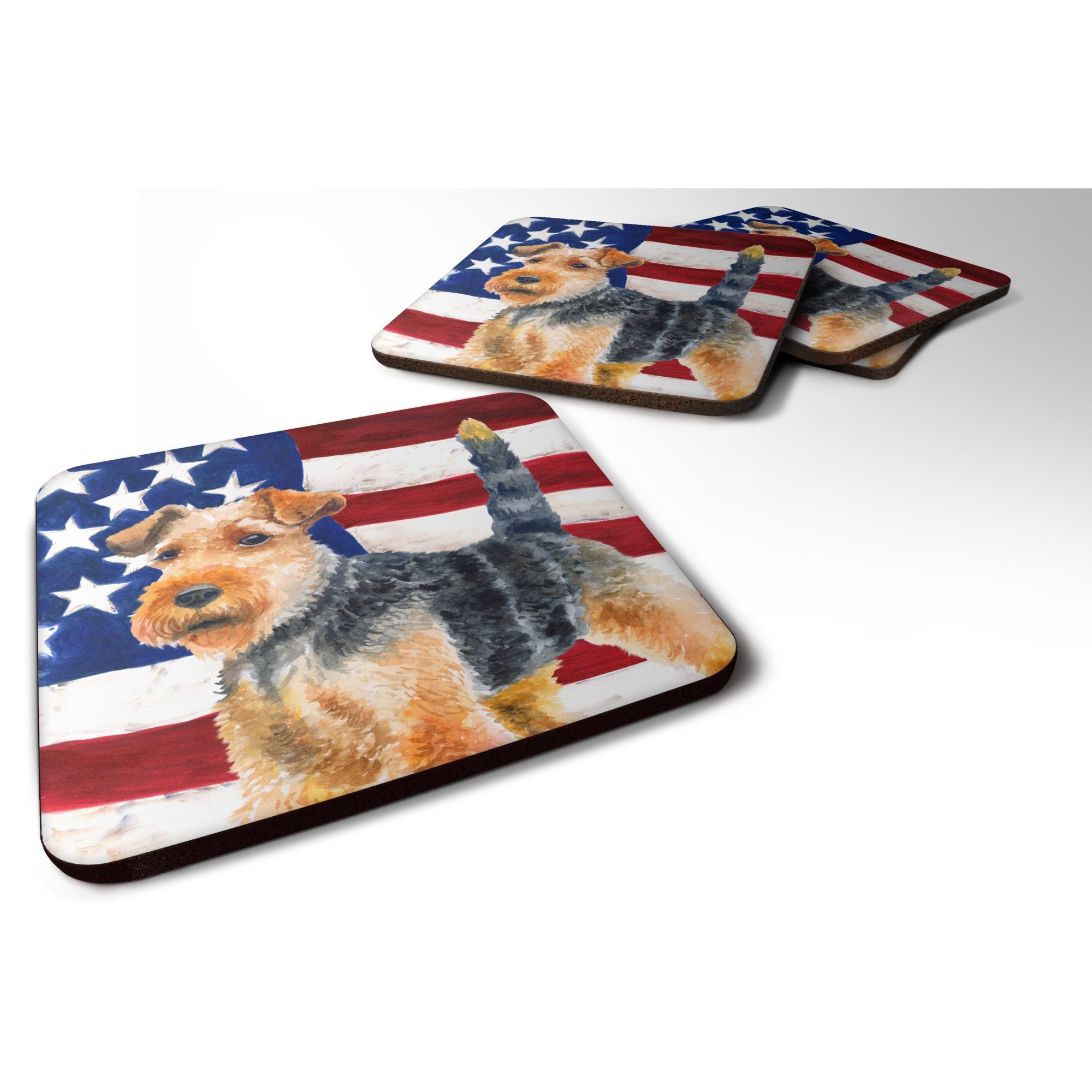 &quotCaroline's Treasures Welsh Terrier Patriotic Decorative coasters, Multicolor"