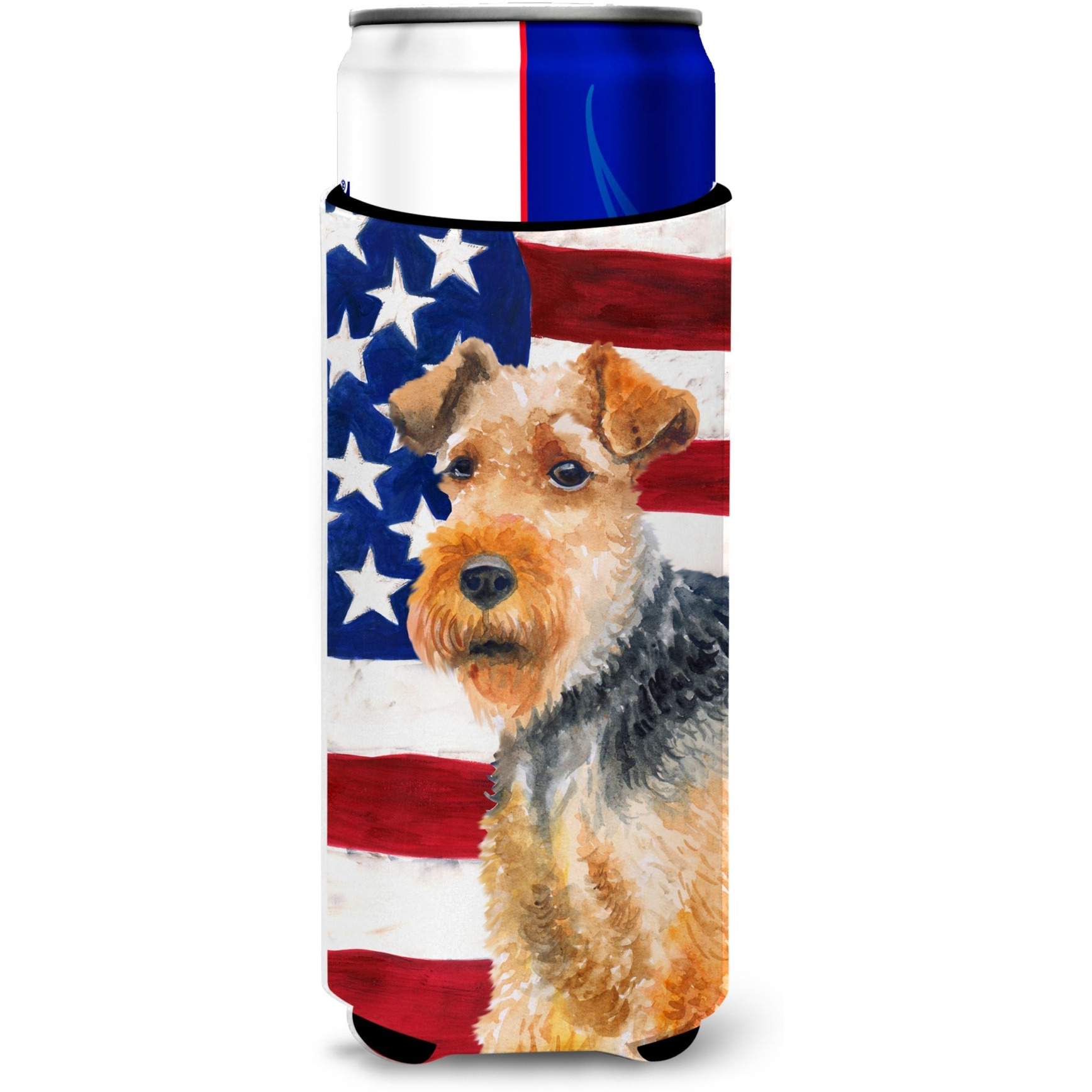 &quotCaroline's Treasures Welsh Terrier Patriotic Decorative Can Hugger, Slim, Multicolor"