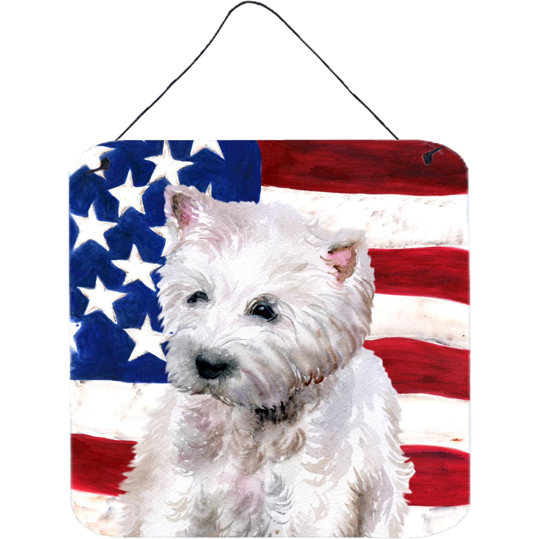 &quotCaroline's Treasures Westie Patriotic Metal Print, 6h x 6w, USA American Flag"