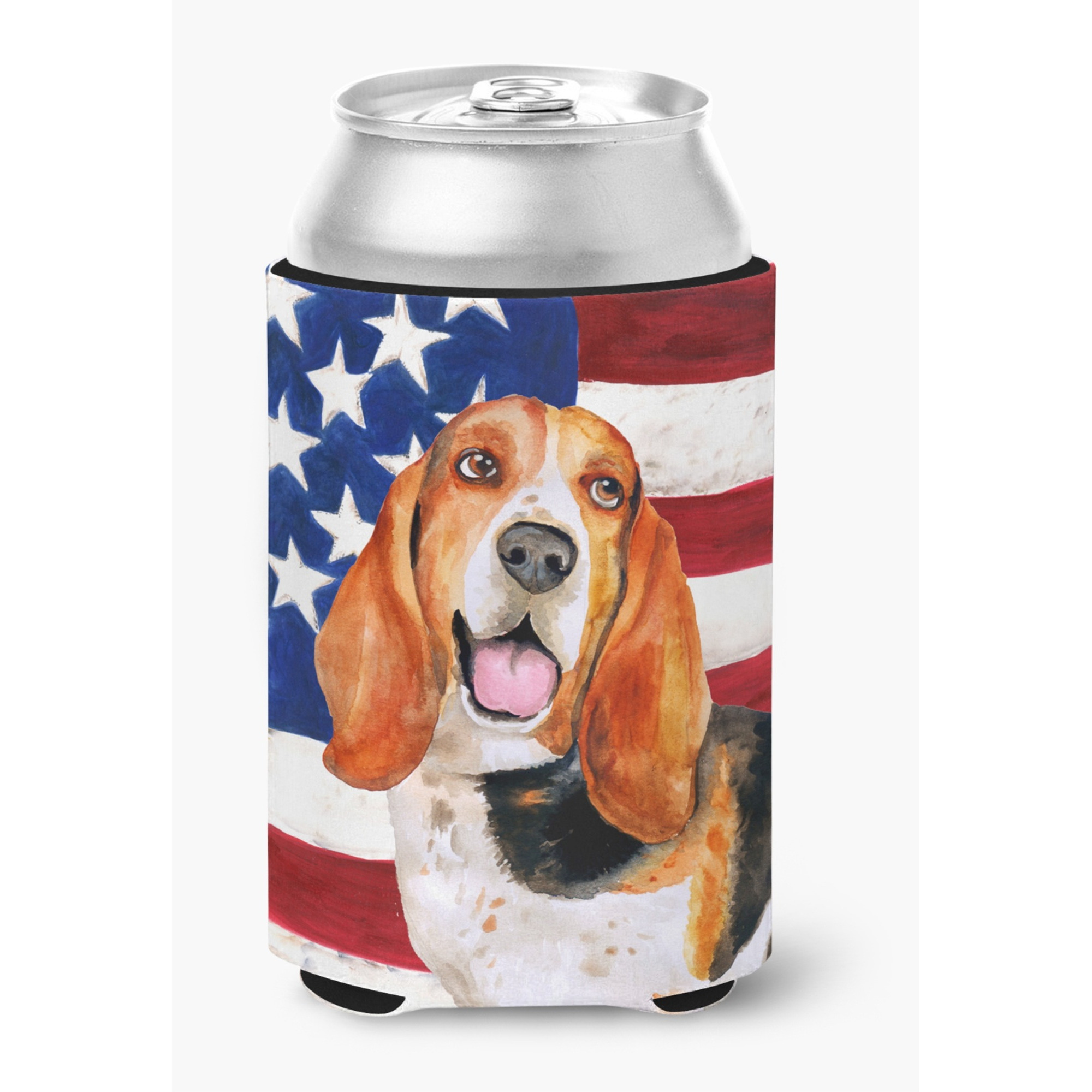 &quotCaroline's Treasures Basset Hound Patriotic Decorative Can Hugger, Multicolor"