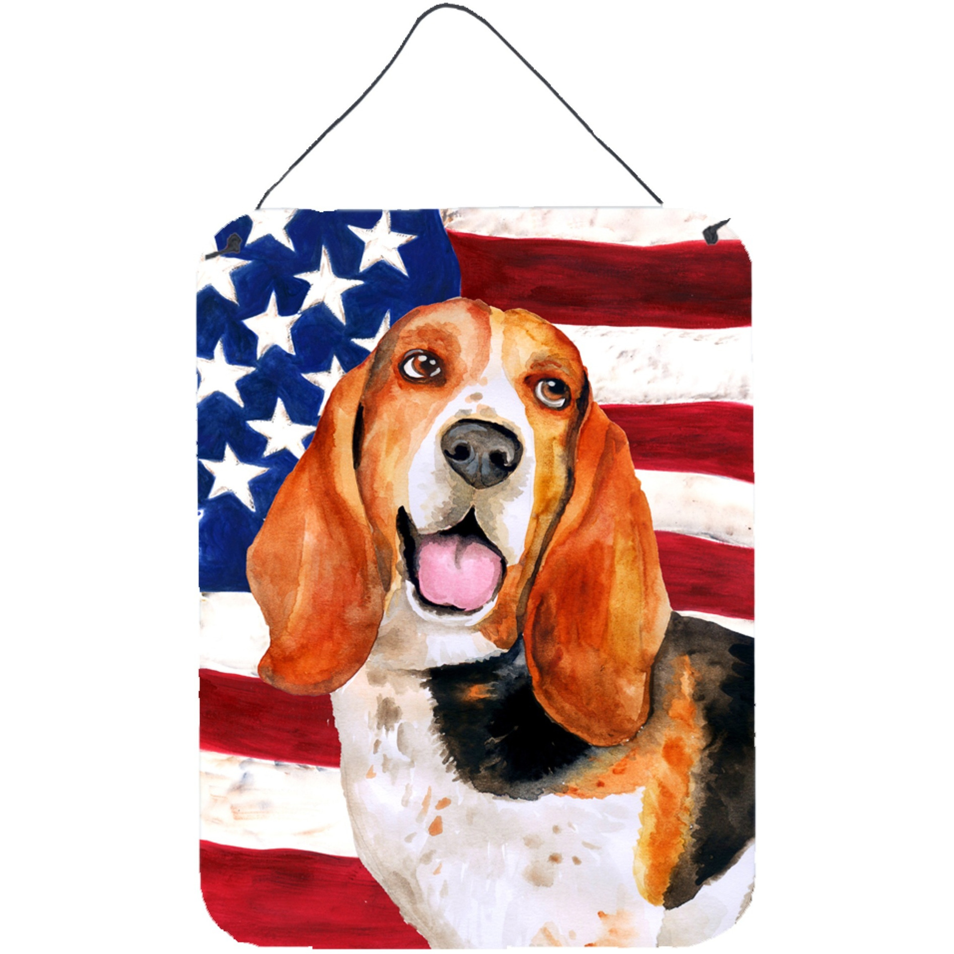 &quotCaroline's Treasures Basset Hound Patriotic Metal Print, 16"" x 12"", Multicolor"
