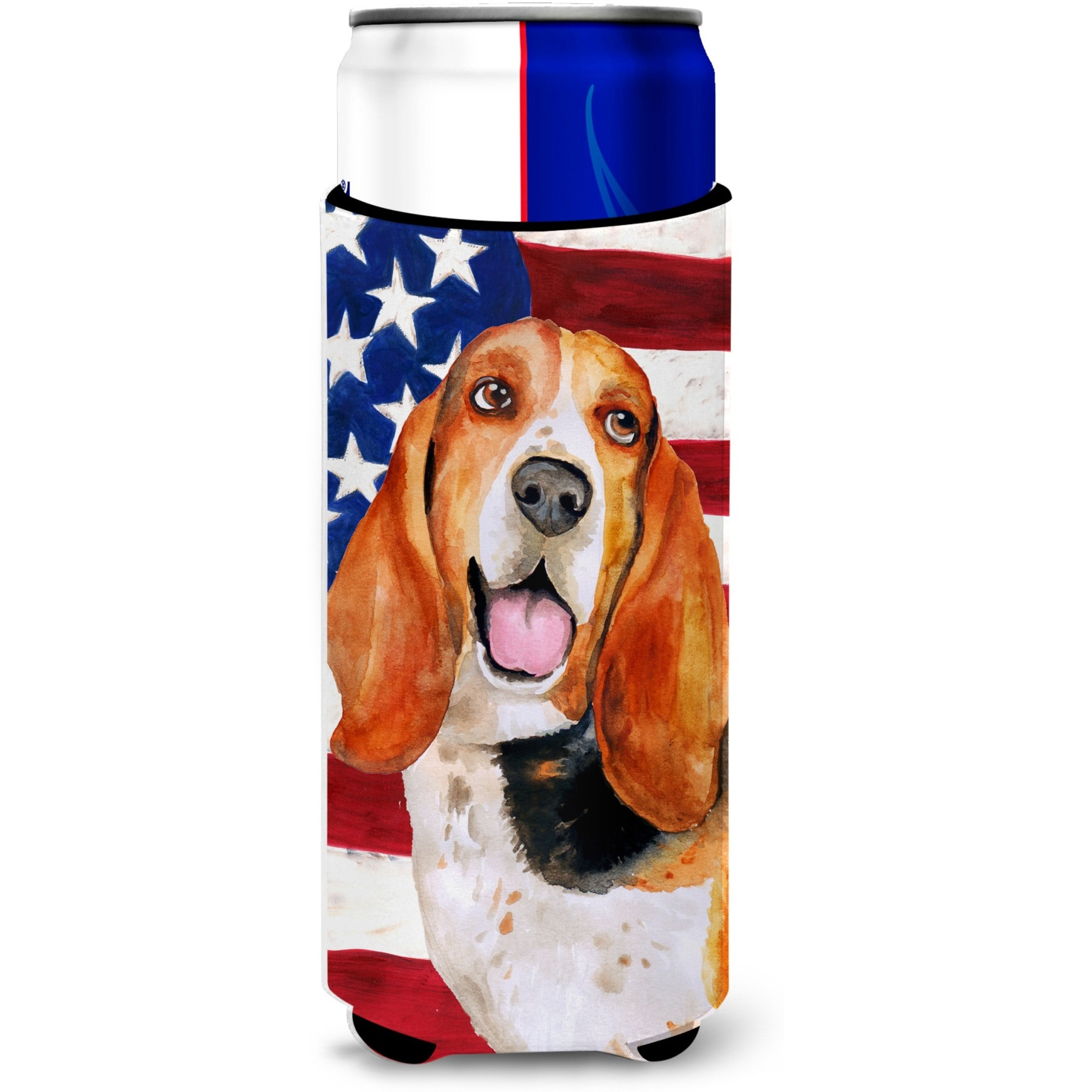 &quotCaroline's Treasures Basset Hound Patriotic Decorative Can Hugger, Slim, Multicolor"