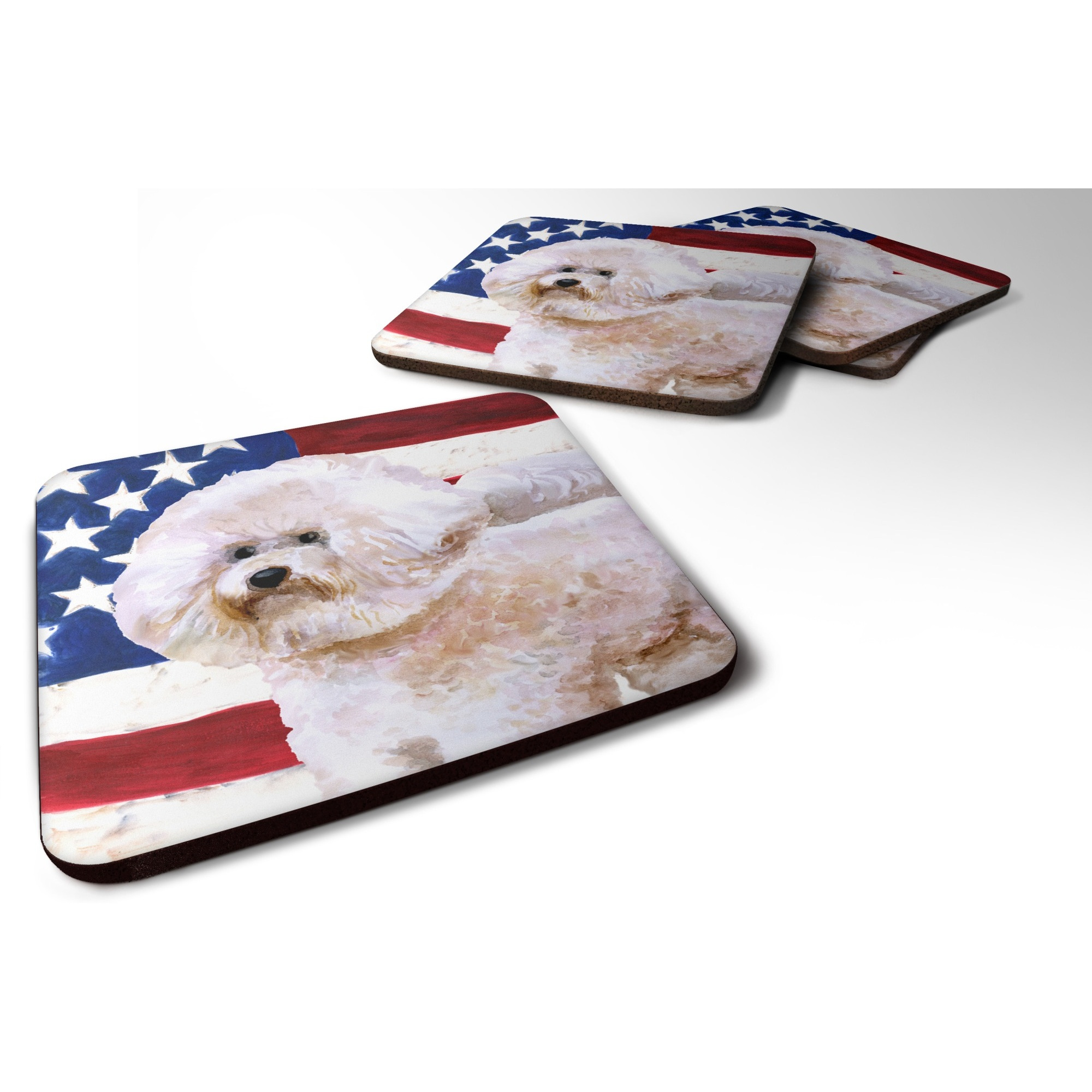 &quotCaroline's Treasures Bichon Frise 2 Patriotic Decorative coasters, Multicolor"