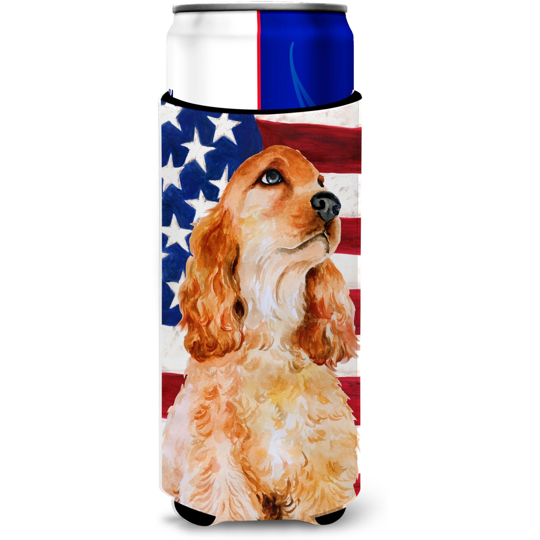 &quotCaroline's Treasures Cocker Spaniel Patriotic Decorative Can Hugger, Slim, Multicolor"