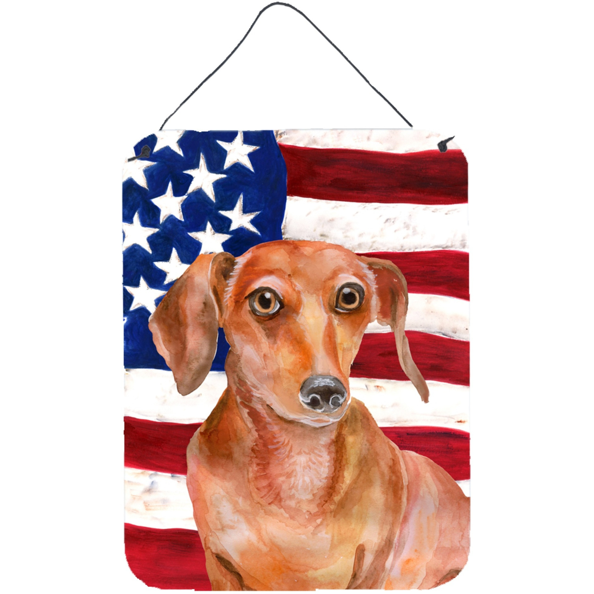 &quotCaroline's Treasures Red Dachshund Patriotic Metal Print, 16"" x 12"", Multicolor"