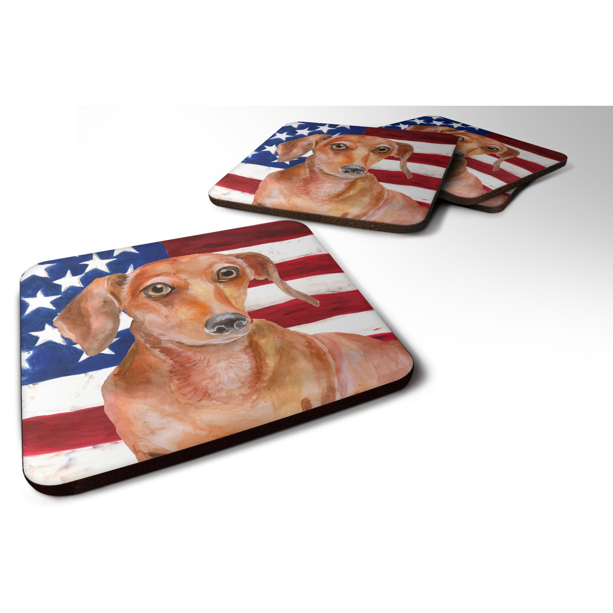 &quotCaroline's Treasures Red Dachshund Patriotic Decorative coasters, Multicolor"
