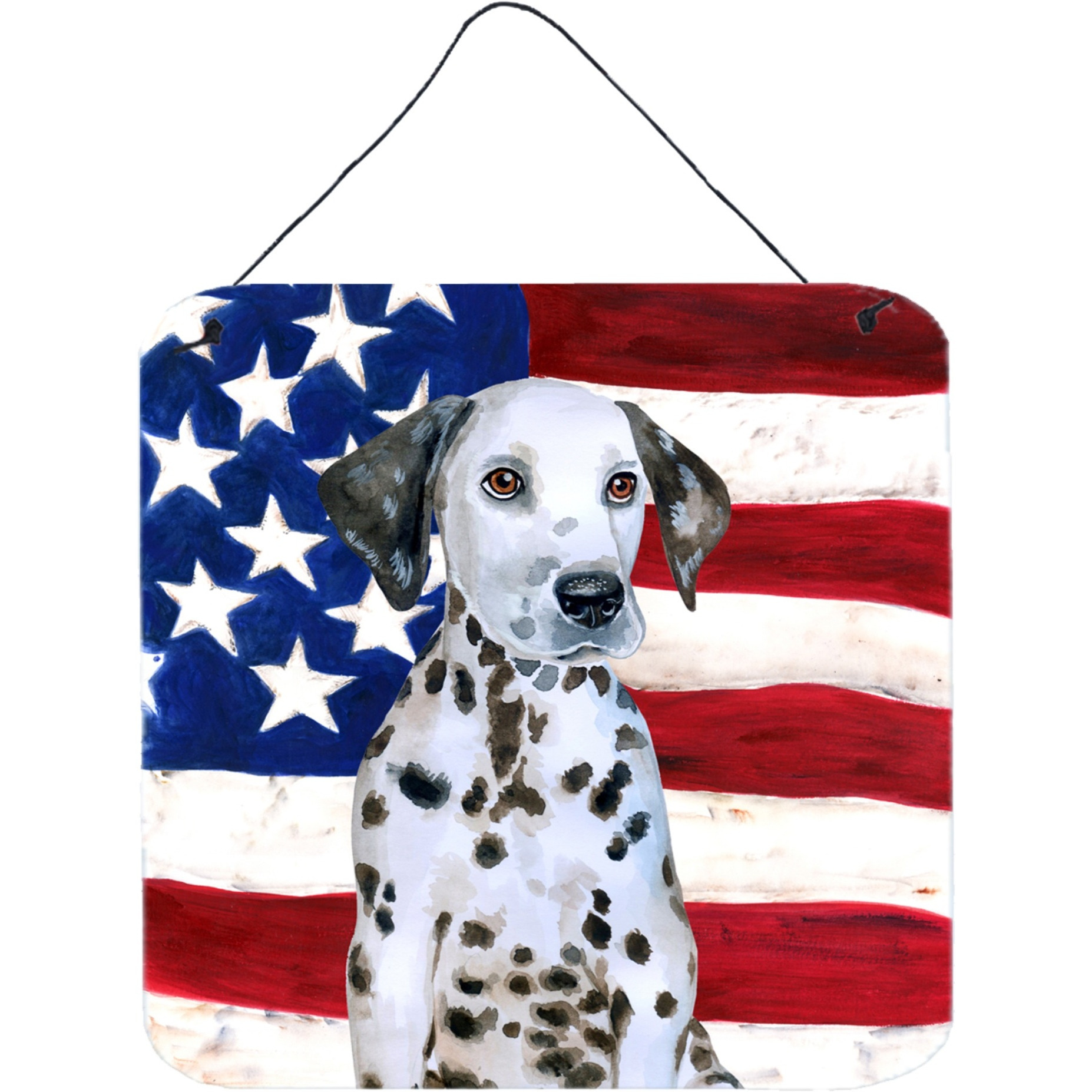 &quotCaroline's Treasures Dalmatian Puppy Patriotic Metal Print, 6h x 6w, USA American Flag"