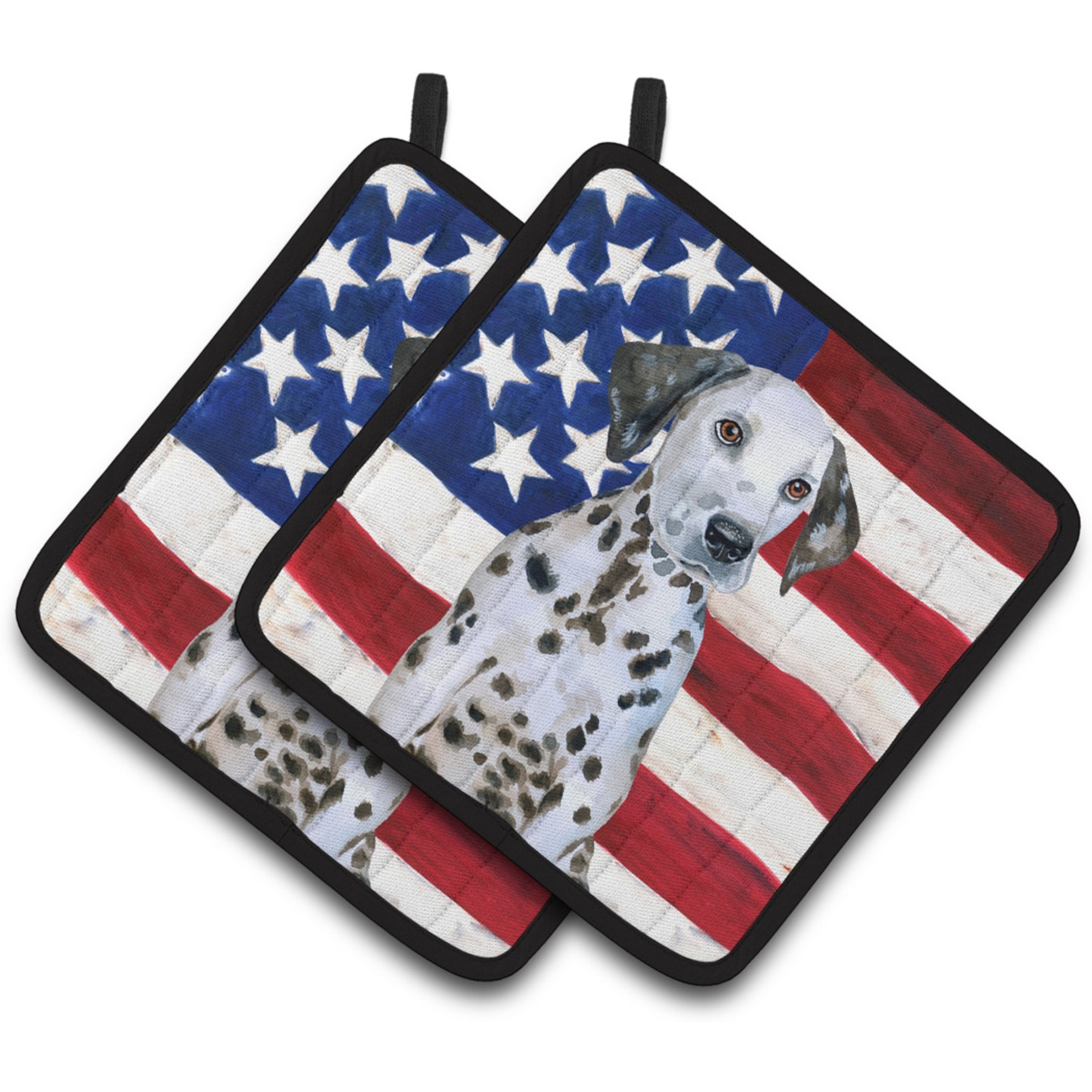 &quotCaroline's Treasures Dalmatian Puppy Patriotic Decorated pot holder, 7.5H x 7.5W, USA American Flag"