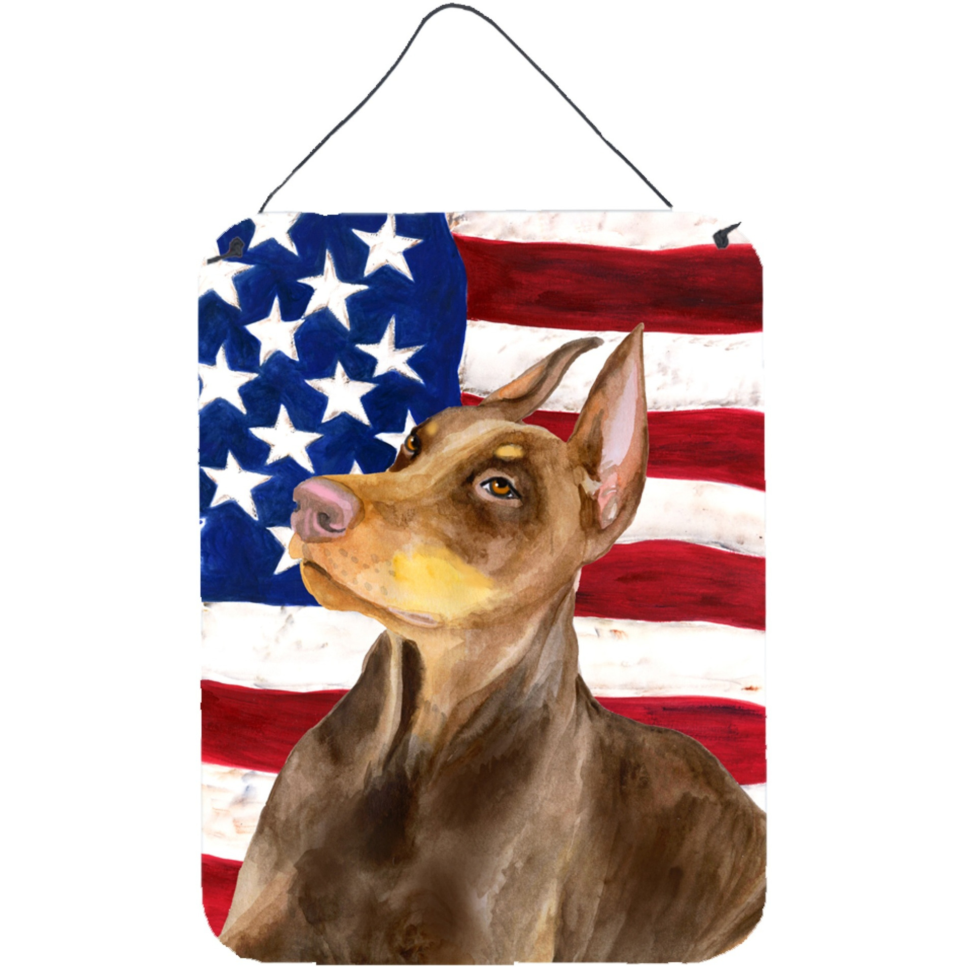 &quotCaroline's Treasures Doberman Pinscher Patriotic Metal Print, 16"" x 12"", Multicolor"