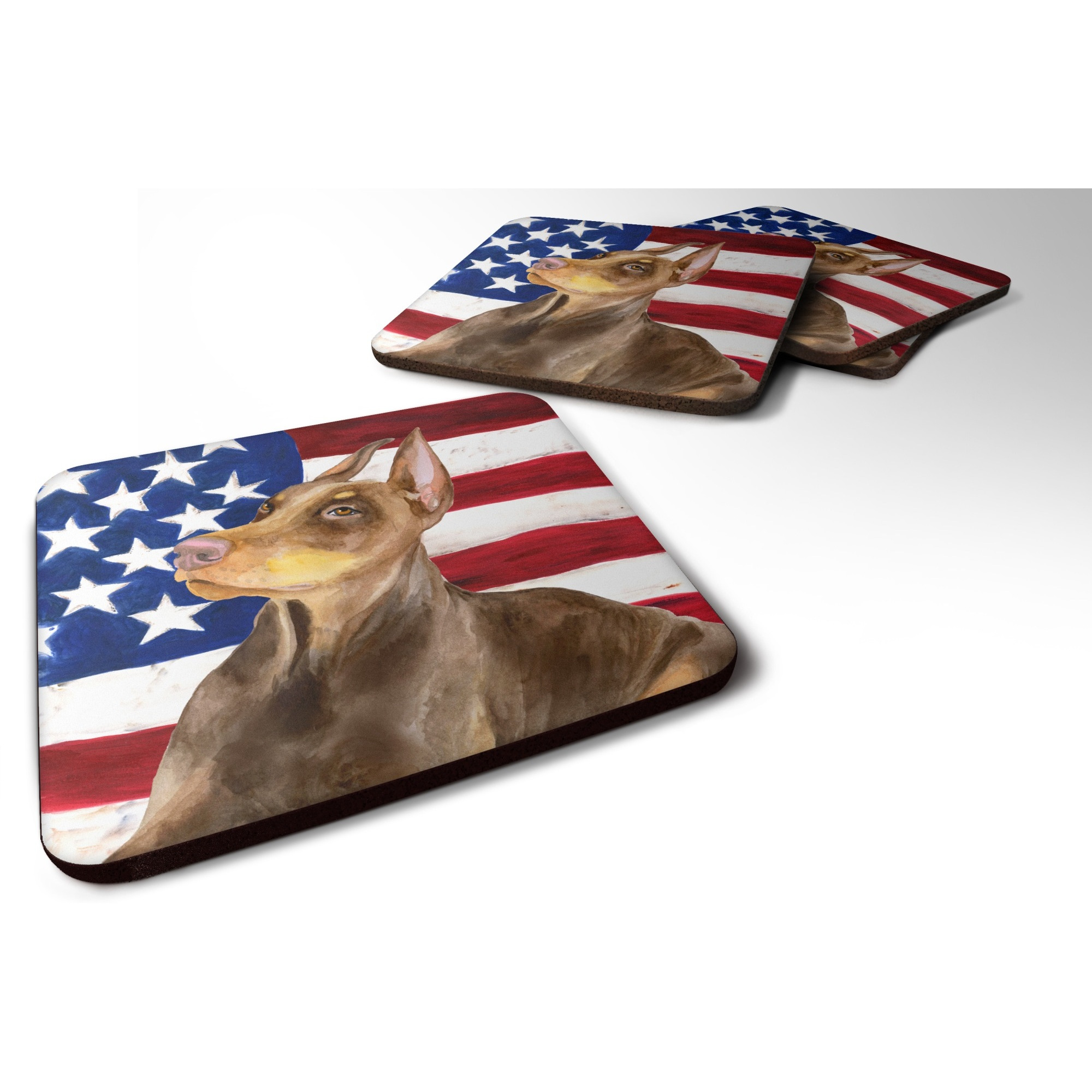 &quotCaroline's Treasures Doberman Pinscher Patriotic Decorative coasters, Multicolor"