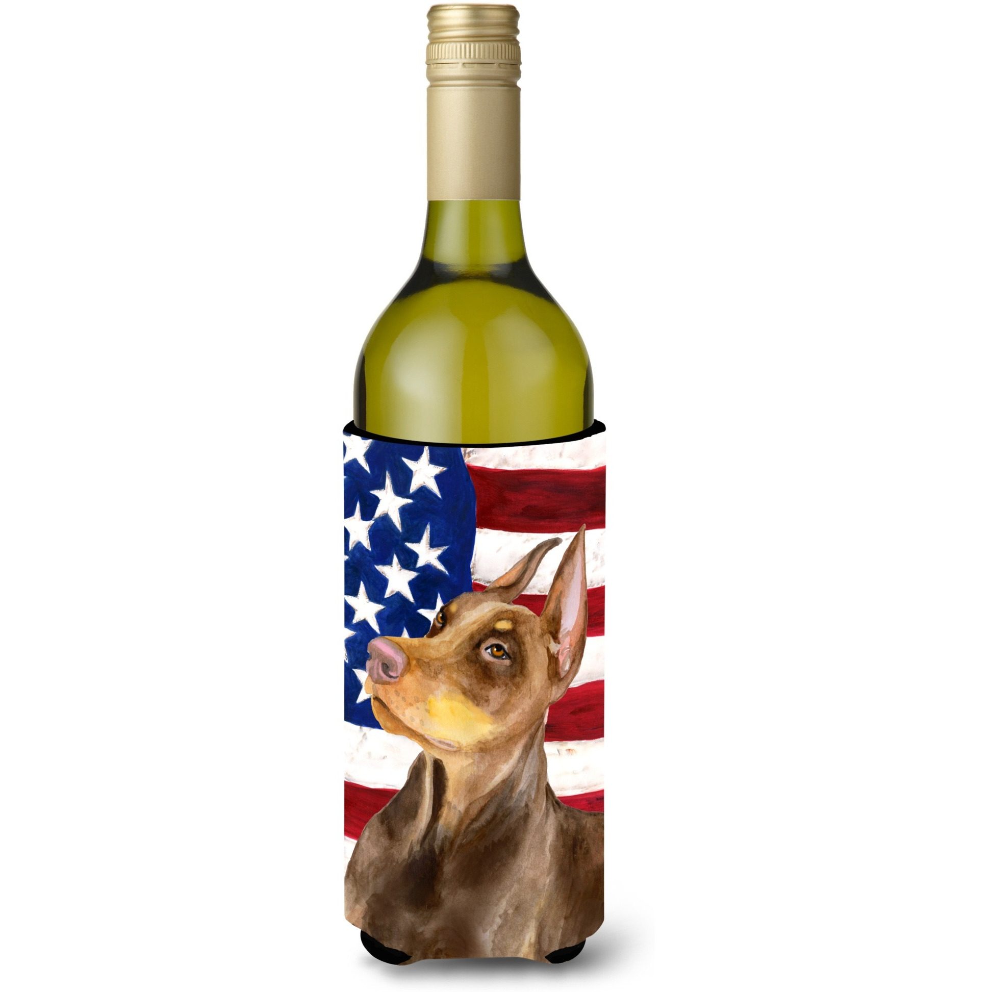 &quotCaroline's Treasures Doberman Pinscher Patriotic Decorative Bottle Hugger, 750ml, Multicolor"