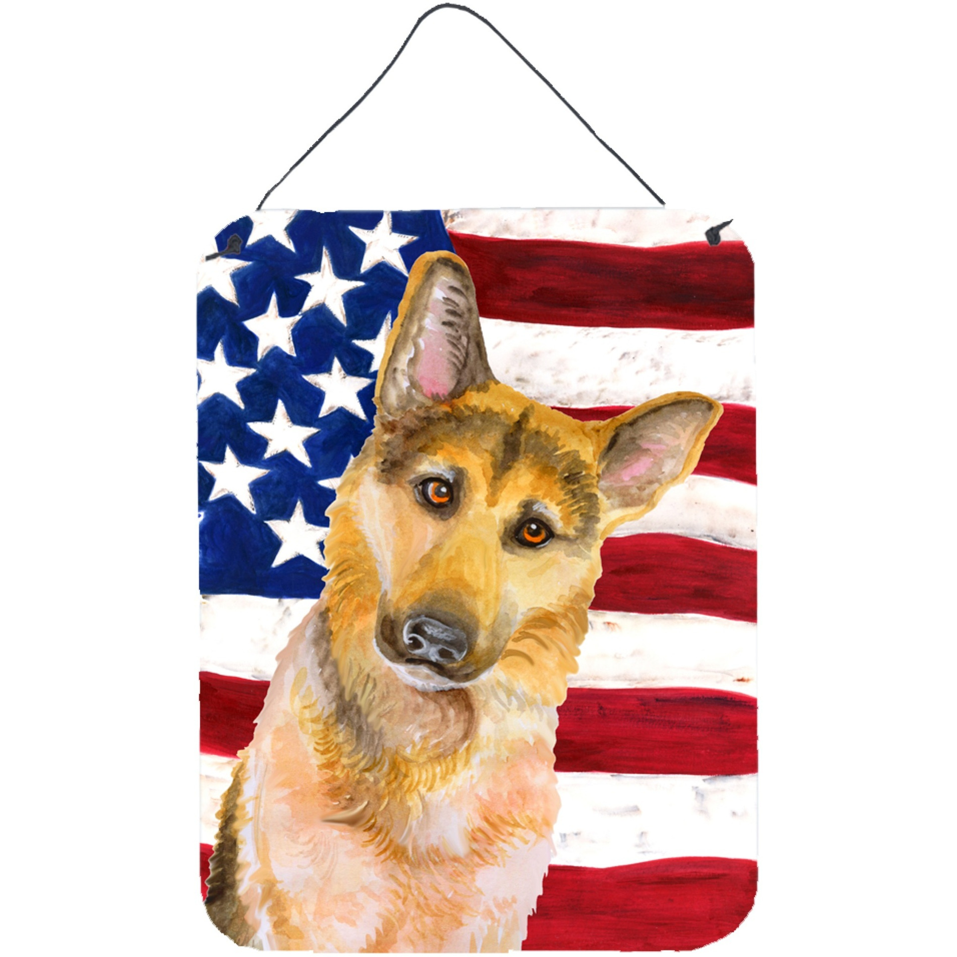 &quotCaroline's Treasures German Shepherd 2 Patriotic Metal Print, 16"" x 12"", Multicolor"