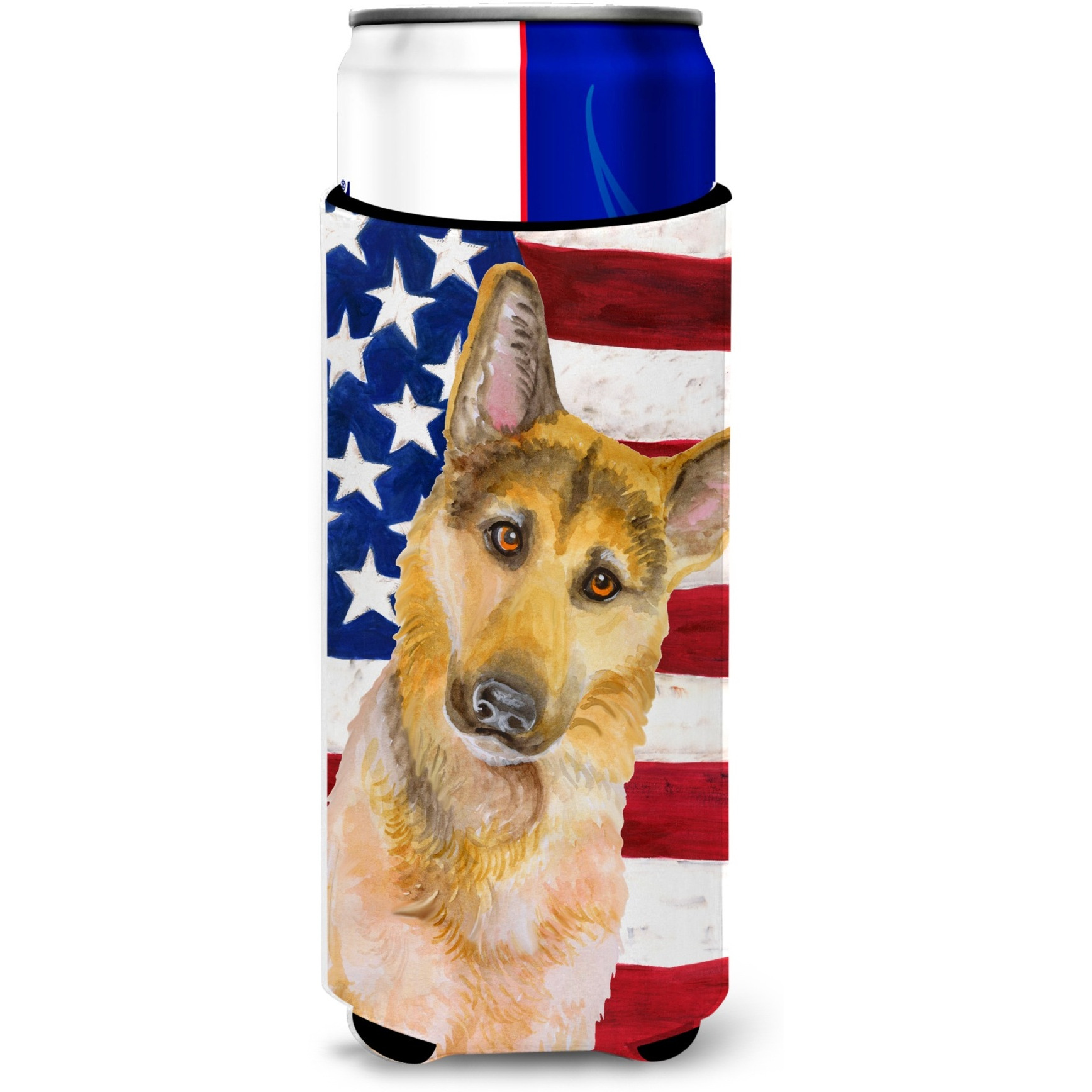 &quotCaroline's Treasures German Shepherd 2 Patriotic Decorative Can Hugger, Slim, Multicolor"