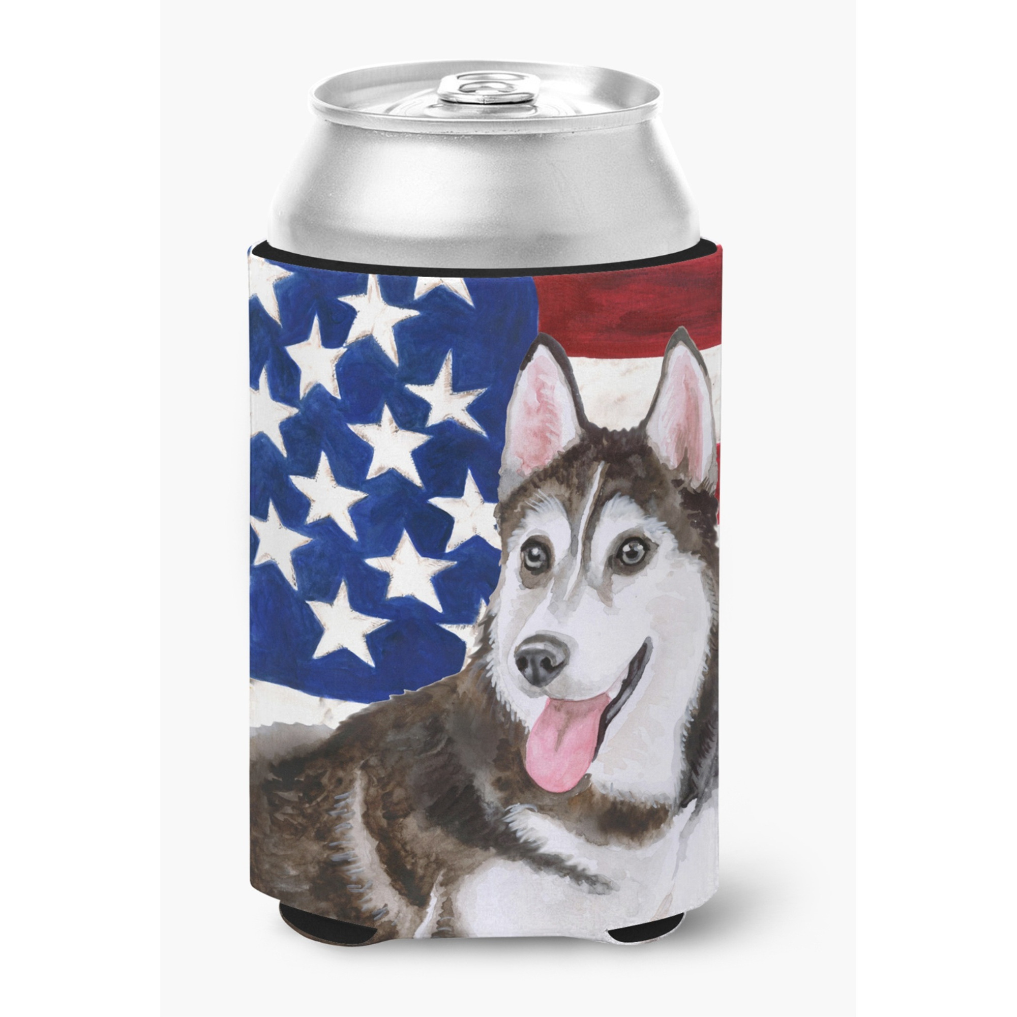&quotCaroline's Treasures Siberian Husky 2 Patriotic Decorative Can Hugger, Multicolor"