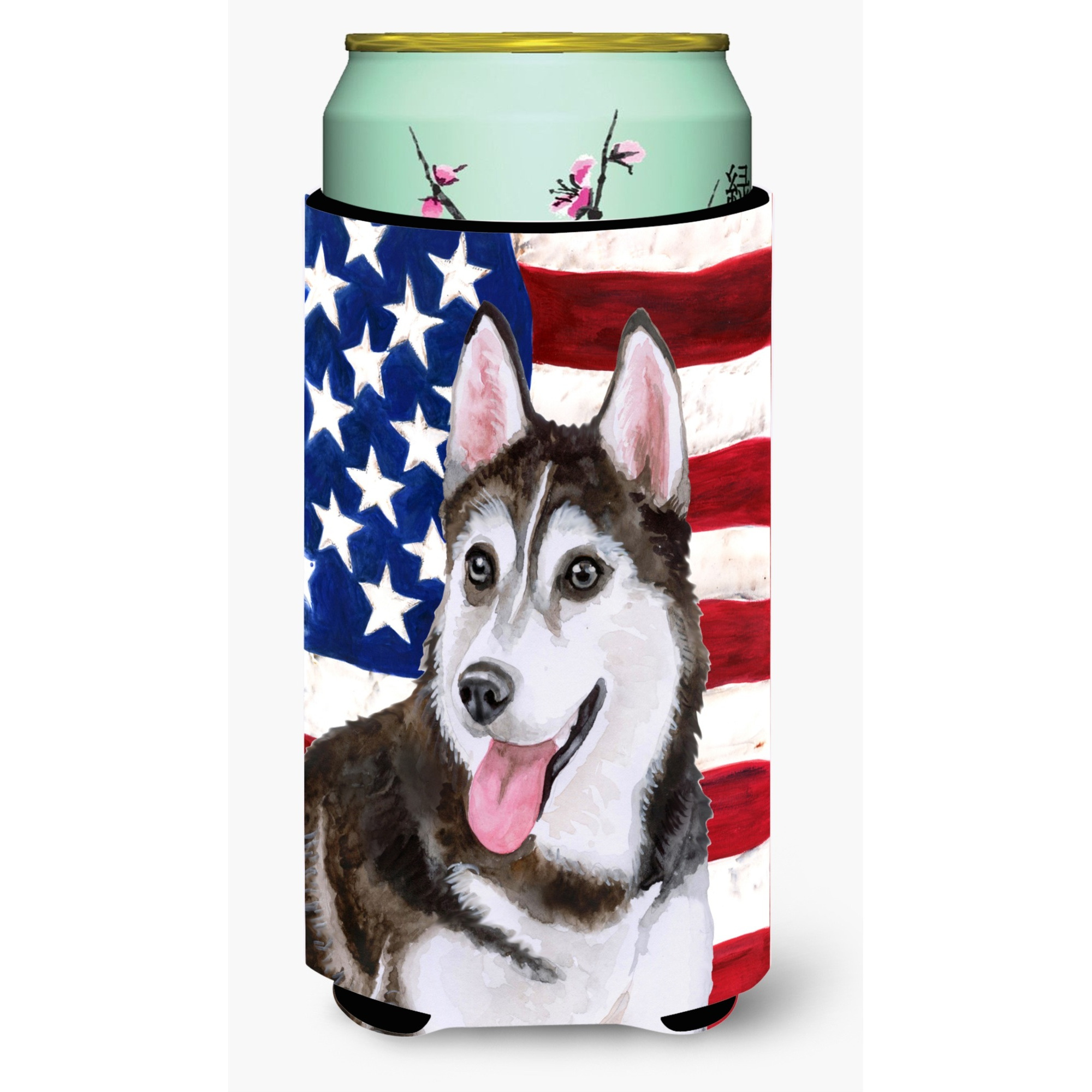 &quotCaroline's Treasures Siberian Husky 2 Patriotic Decorative Can Hugger, Tall Boy, Multicolor"