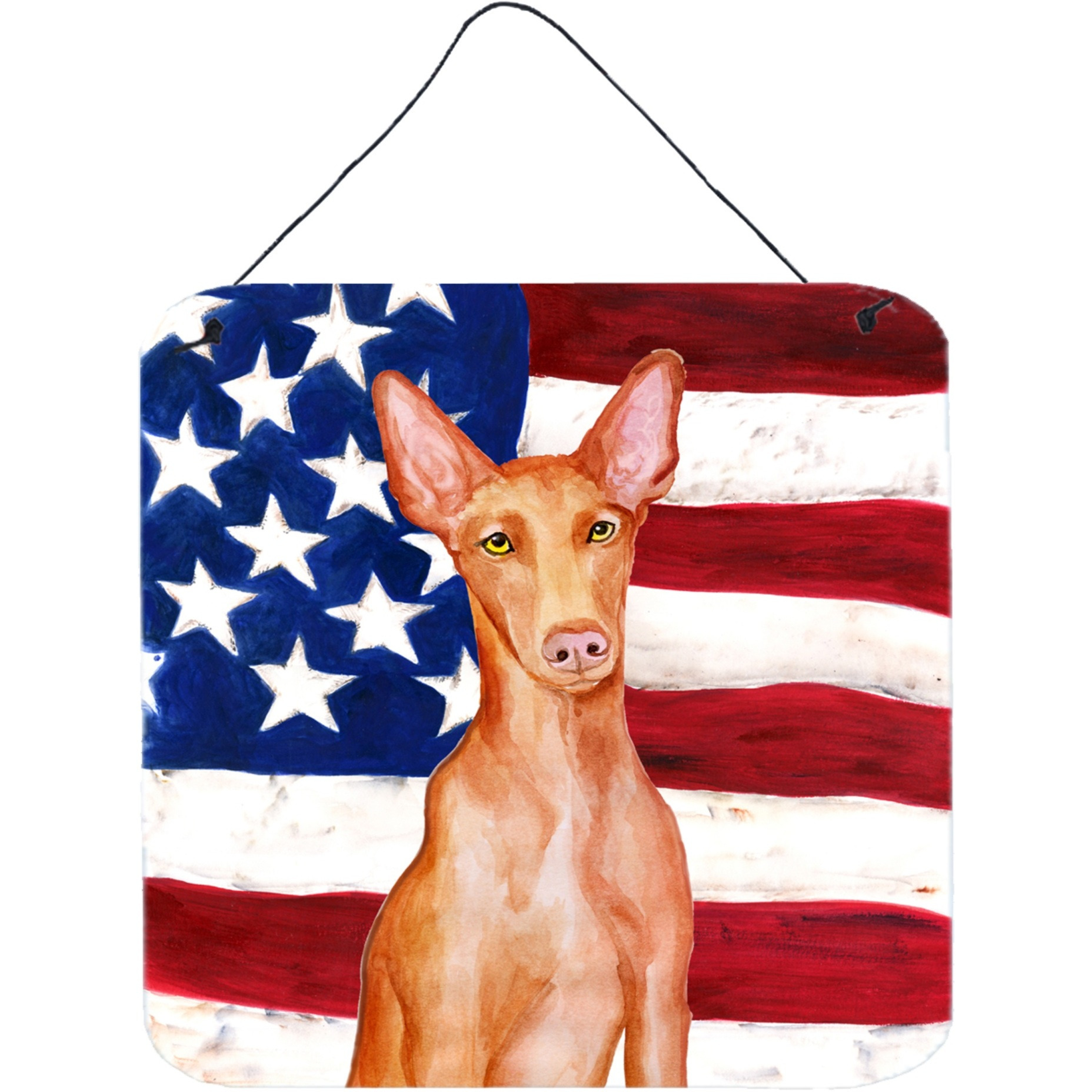 &quotCaroline's Treasures Pharaoh Hound Patriotic Metal Print, 6h x 6w, USA American Flag"