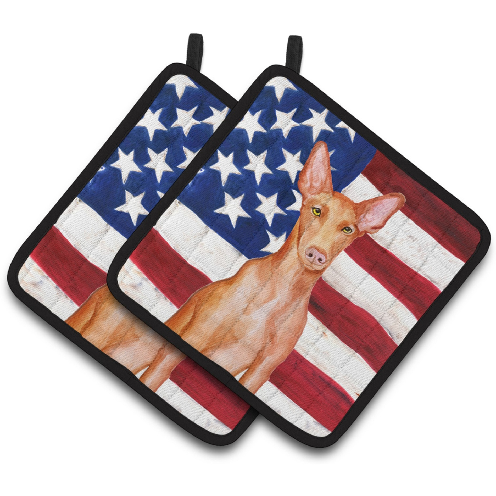 &quotCaroline's Treasures Pharaoh Hound Patriotic Decorated pot holder, 7.5H x 7.5W, USA American Flag"