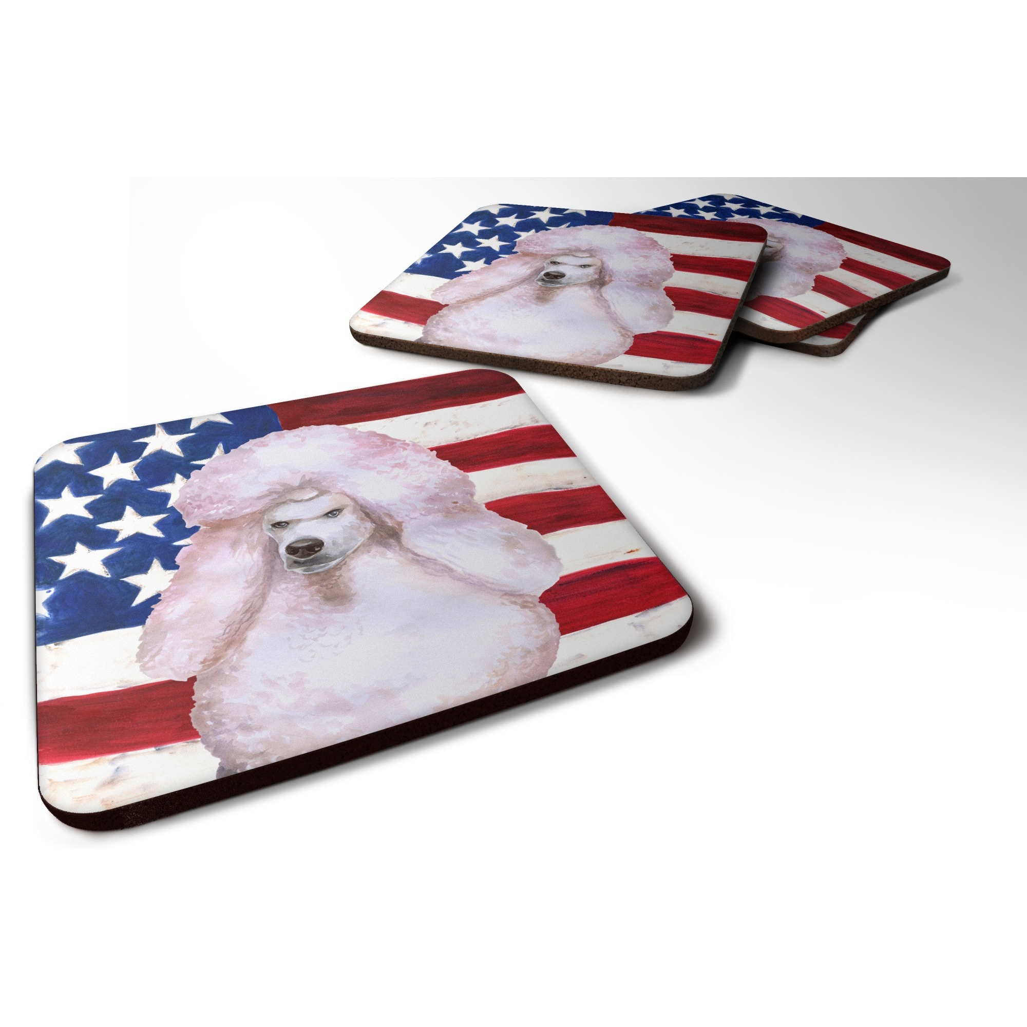 &quotCaroline's Treasures White Standard Poodle Patriotic Decorative coasters, Multicolor"