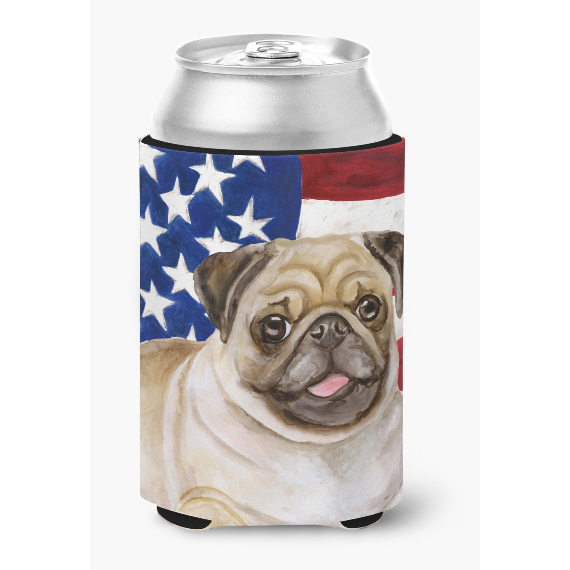 &quotCaroline's Treasures Fawn Pug Patriotic Decorative Can Hugger, Multicolor"