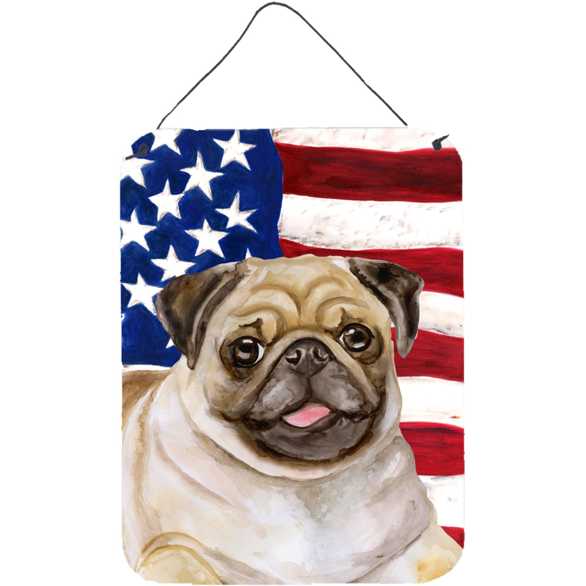 &quotCaroline's Treasures Fawn Pug Patriotic Metal Print, 16"" x 12"", Multicolor"