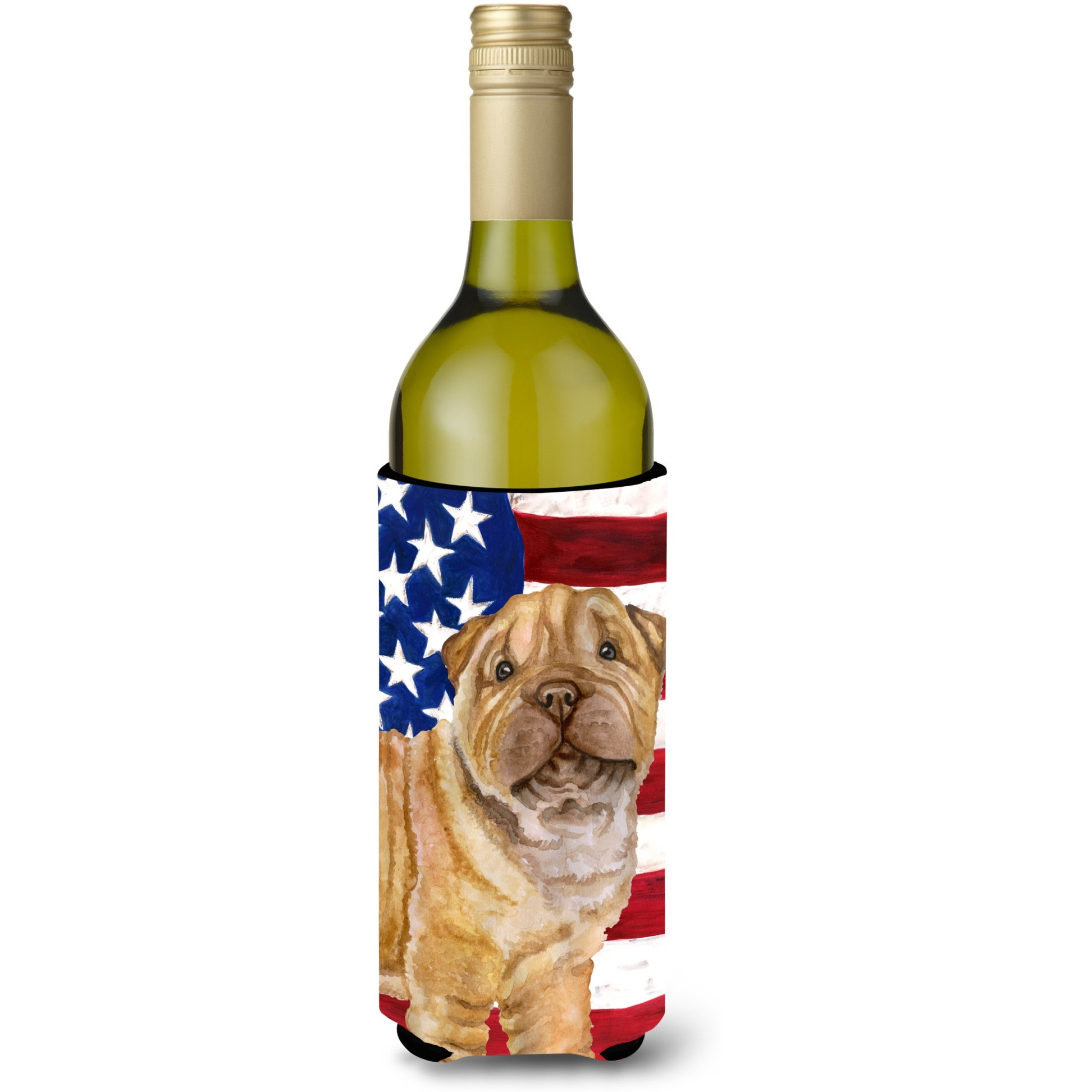 &quotCaroline's Treasures Shar Pei Puppy Patriotic Decorative Bottle Hugger, 750ml, Multicolor"