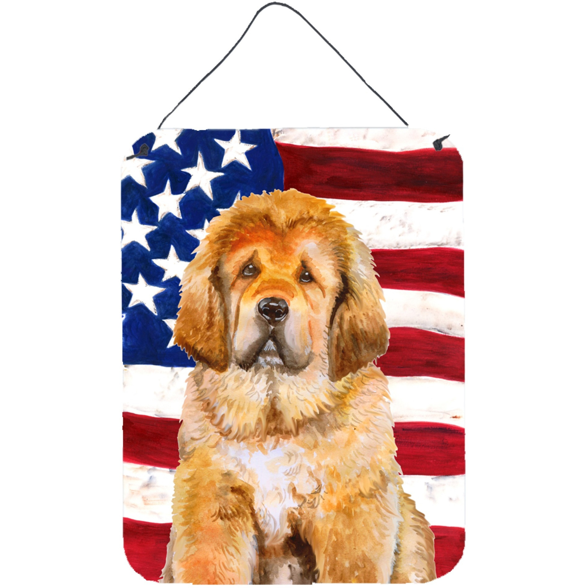 &quotCaroline's Treasures Tibetan Mastiff Patriotic Metal Print, 16"" x 12"", Multicolor"