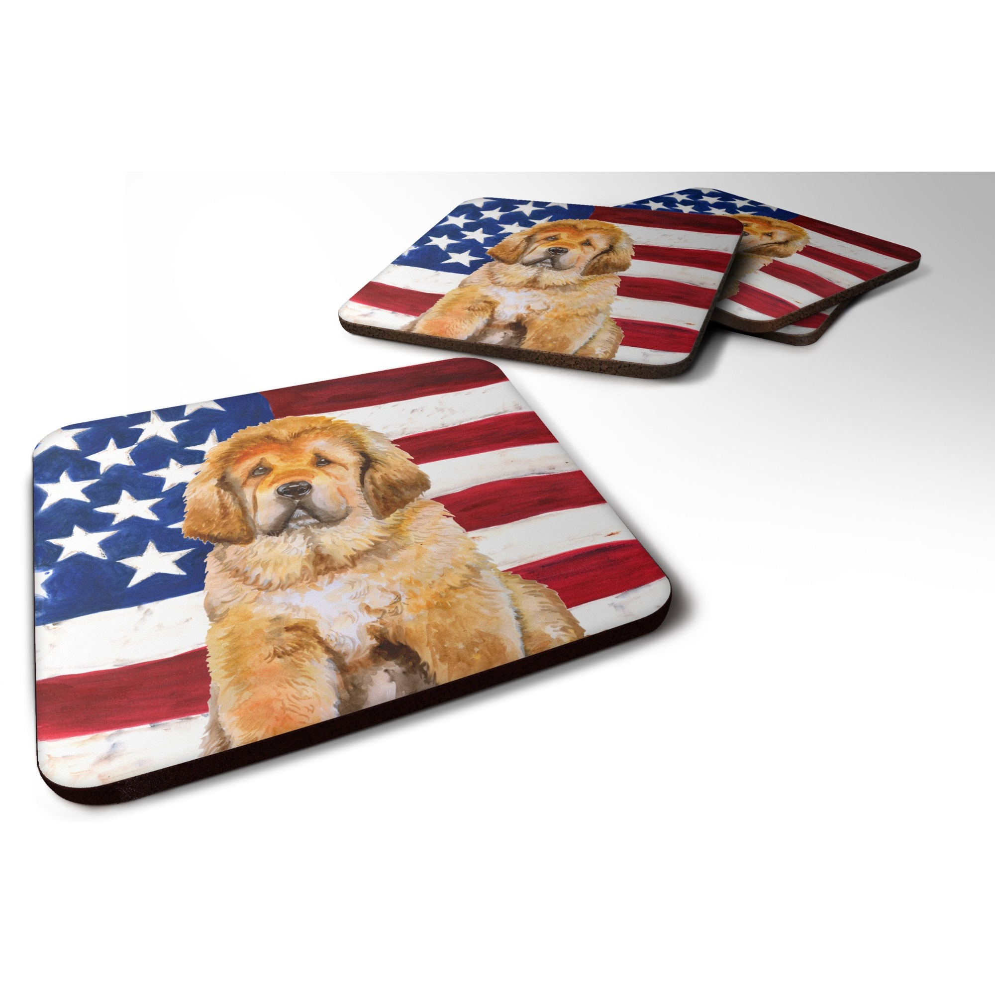&quotCaroline's Treasures Tibetan Mastiff Patriotic Decorative coasters, Multicolor"