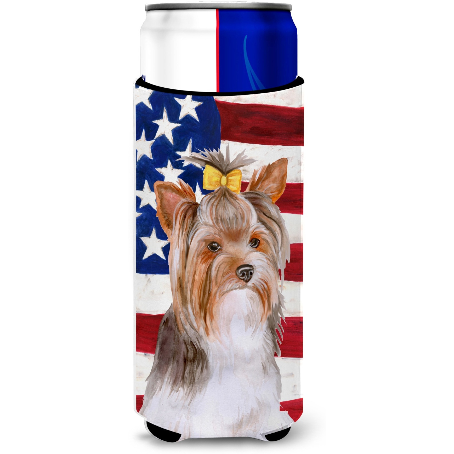 &quotCaroline's Treasures Yorkshire Terrier 2 Patriotic Decorative Can Hugger, Slim, Multicolor"