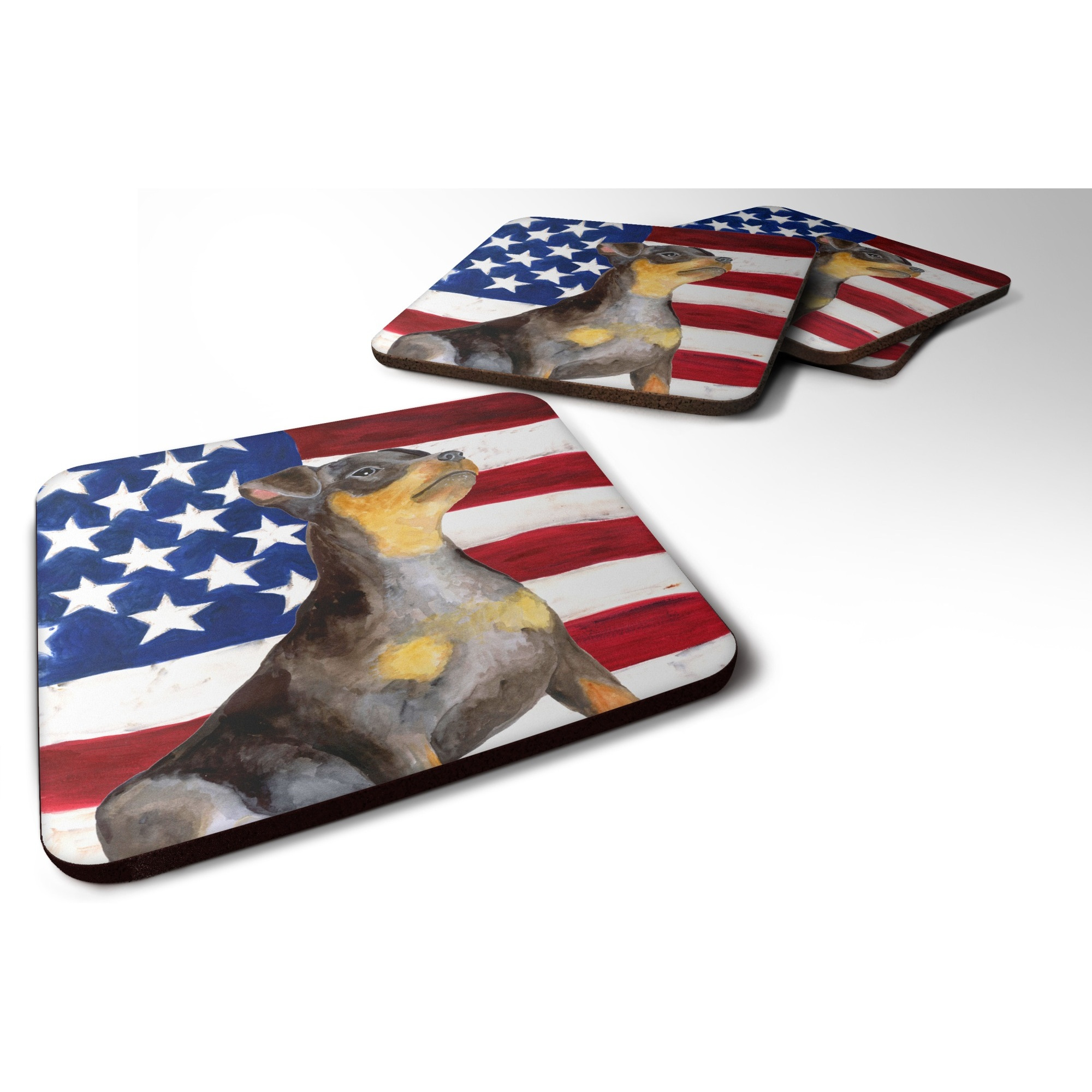 &quotCaroline's Treasures Miniature Pinscher 2 Patriotic Decorative coasters, Multicolor"