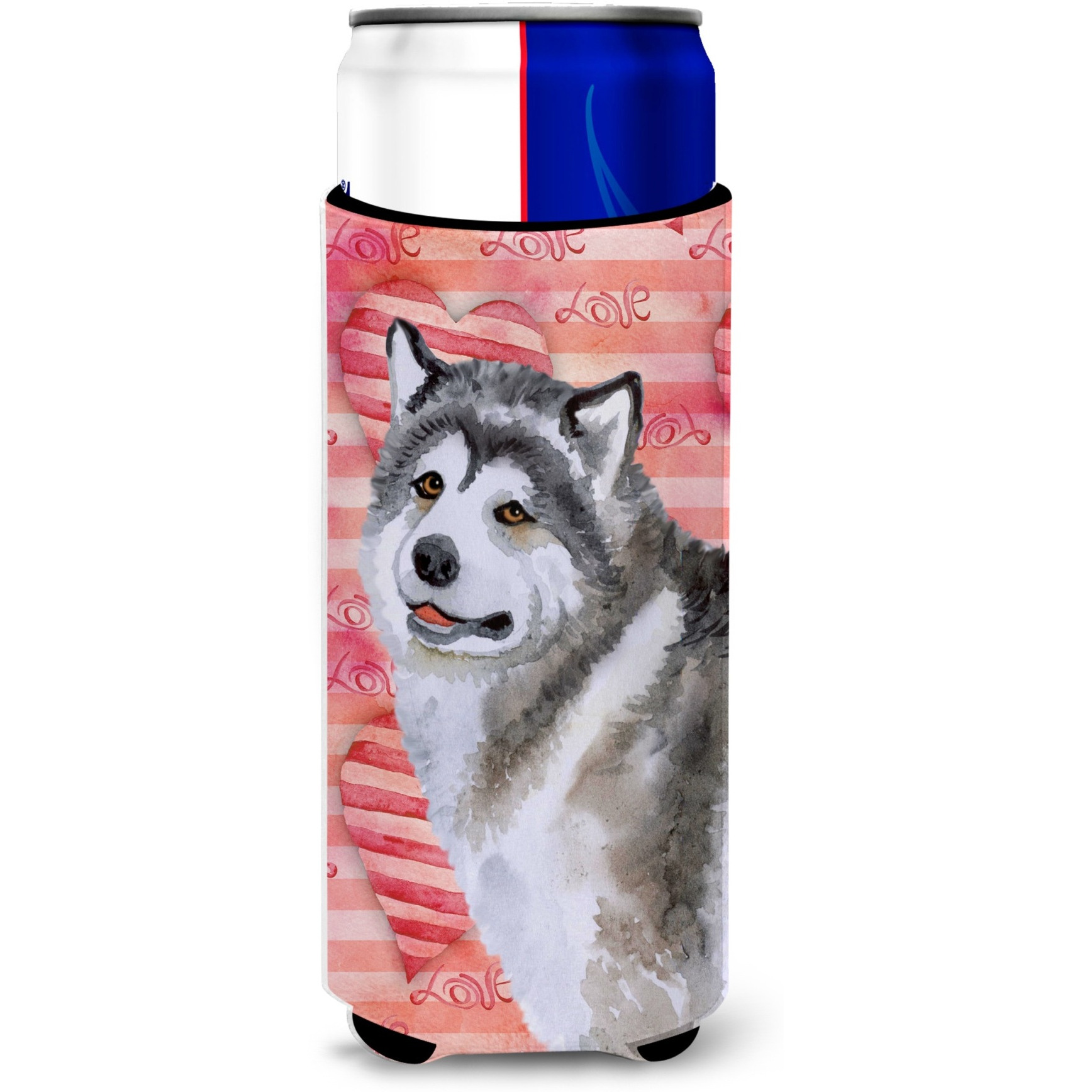 &quotCaroline's Treasures Alaskan Malamute Love Decorative Can Hugger, Slim, Multicolor"