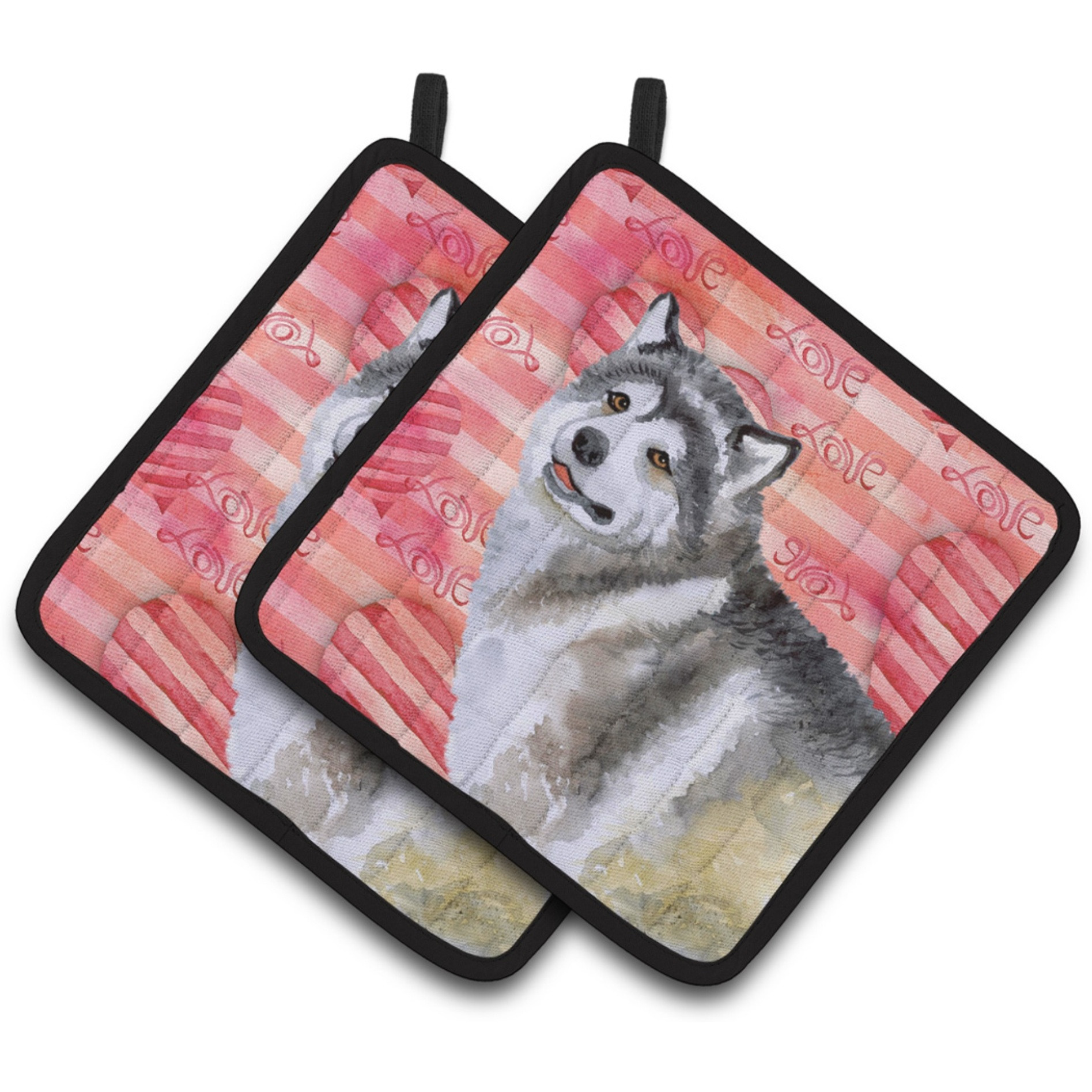 &quotCaroline's Treasures Alaskan Malamute Decorated pot holder, 7.5H x 7.5W, Love is a Dog"