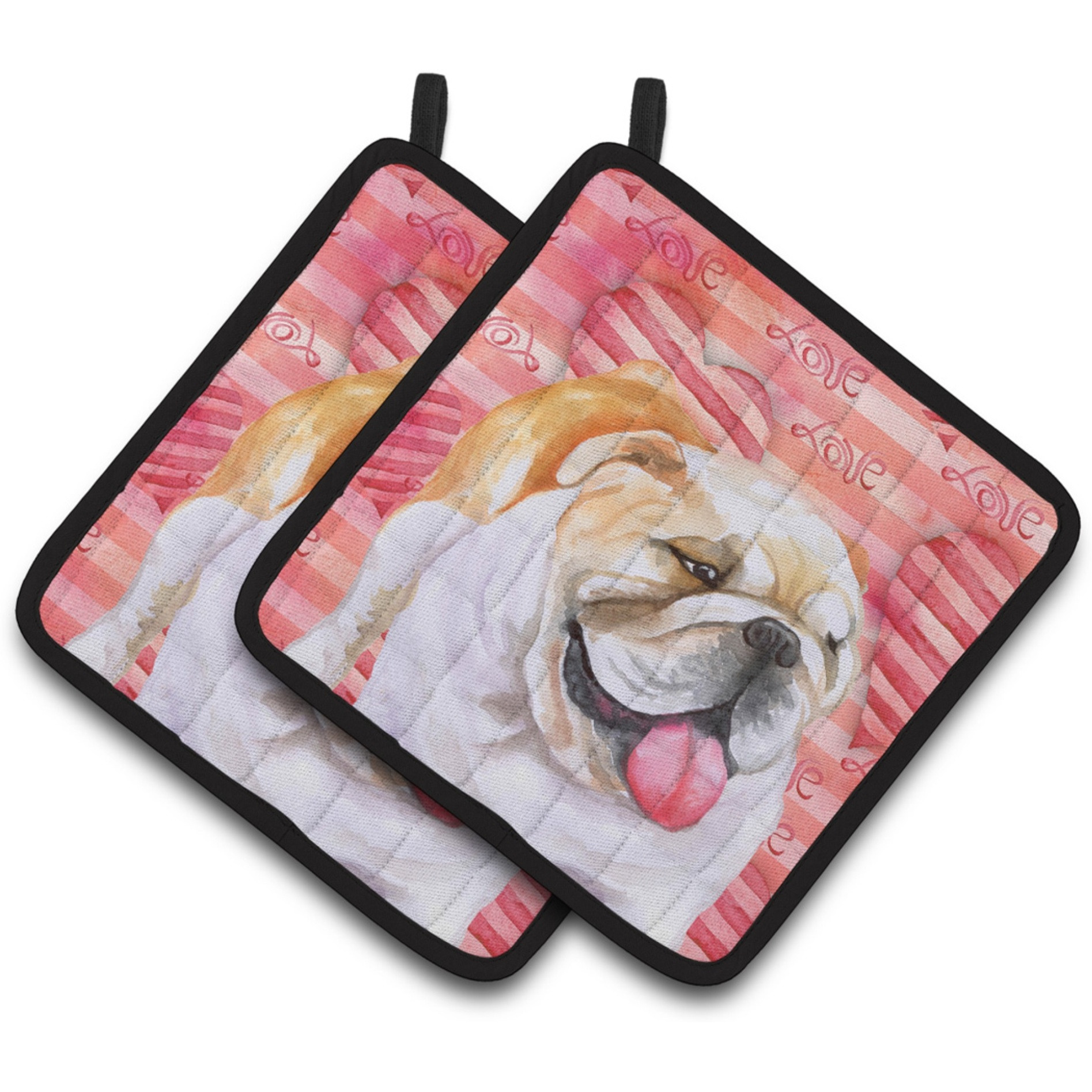 &quotCaroline's Treasures English Bulldog Decorated pot holder, 7.5H x 7.5W, Love is a Dog"