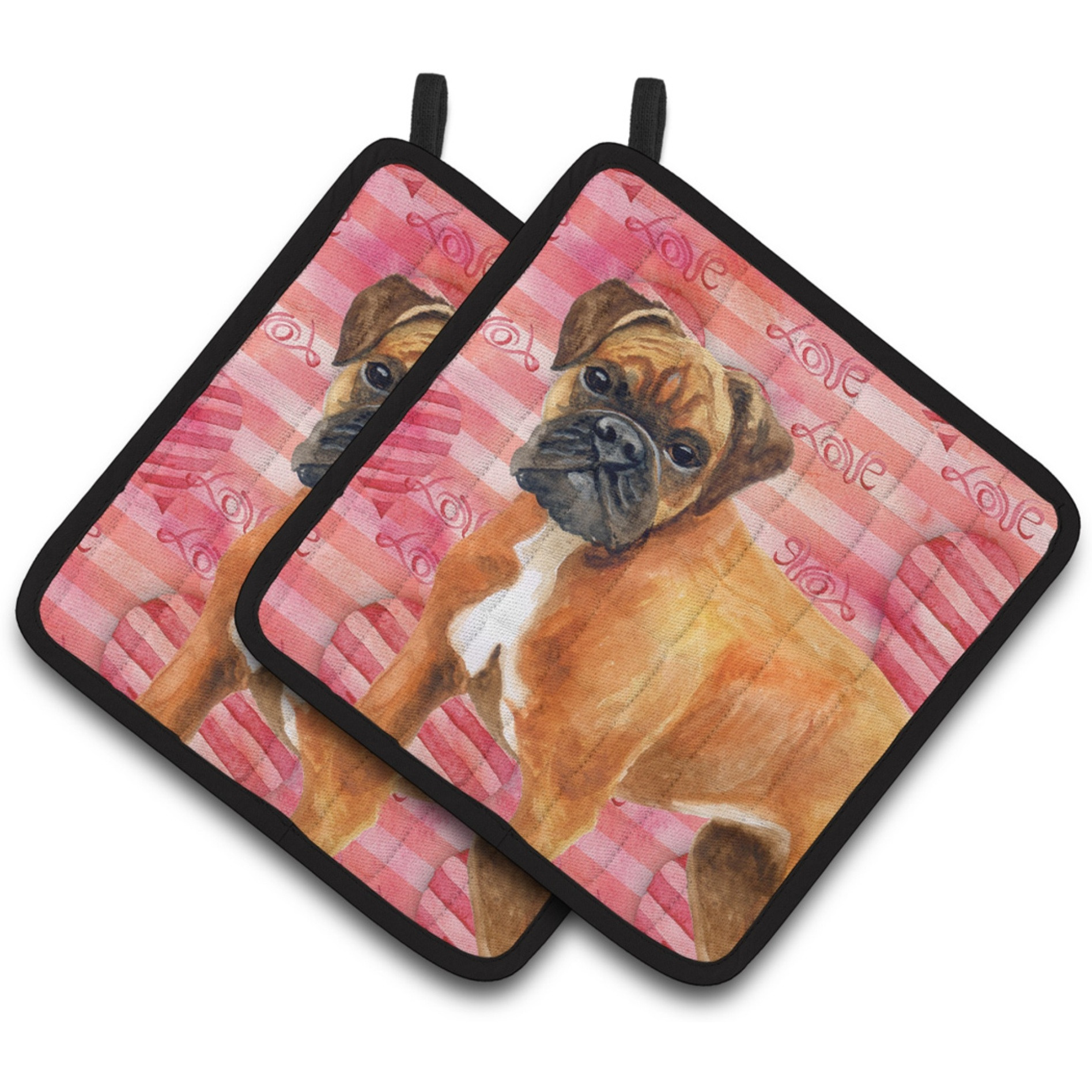&quotCaroline's Treasures German Boxer Decorated pot holder, 7.5H x 7.5W, Love is a Dog"