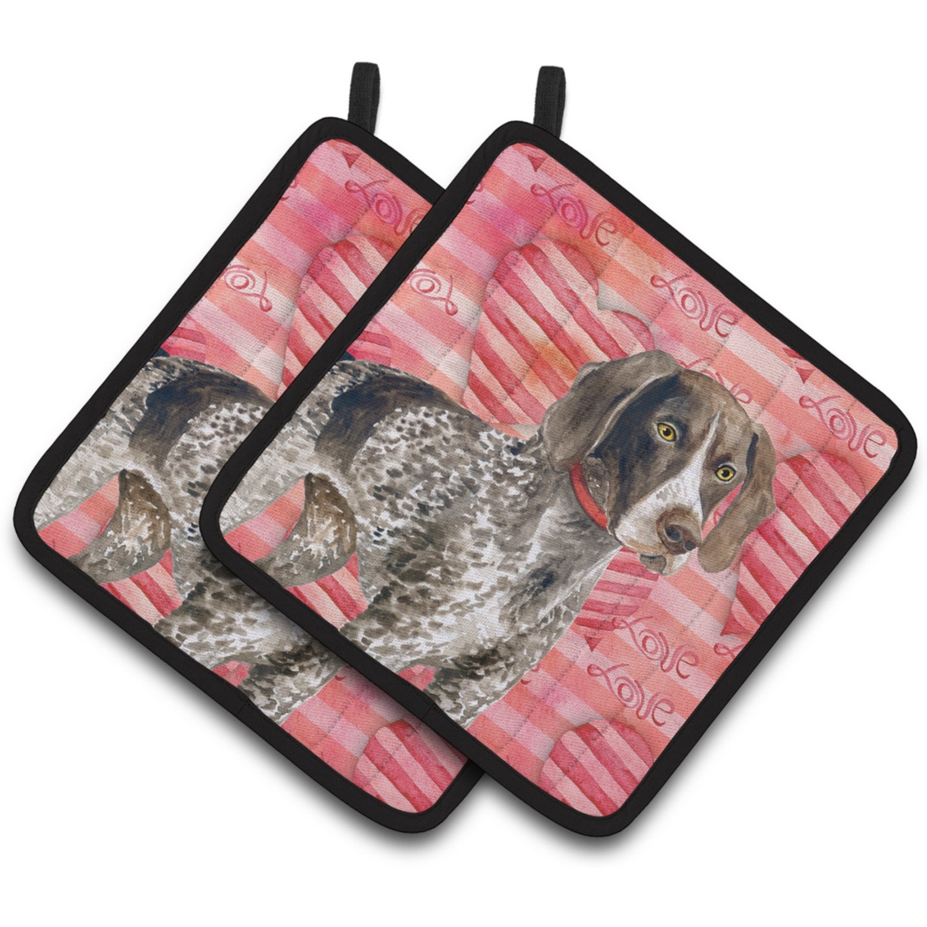 &quotCaroline's Treasures German Shorthaired Pointer Decorated pot holder, 7.5H x 7.5W, Love is a Dog"