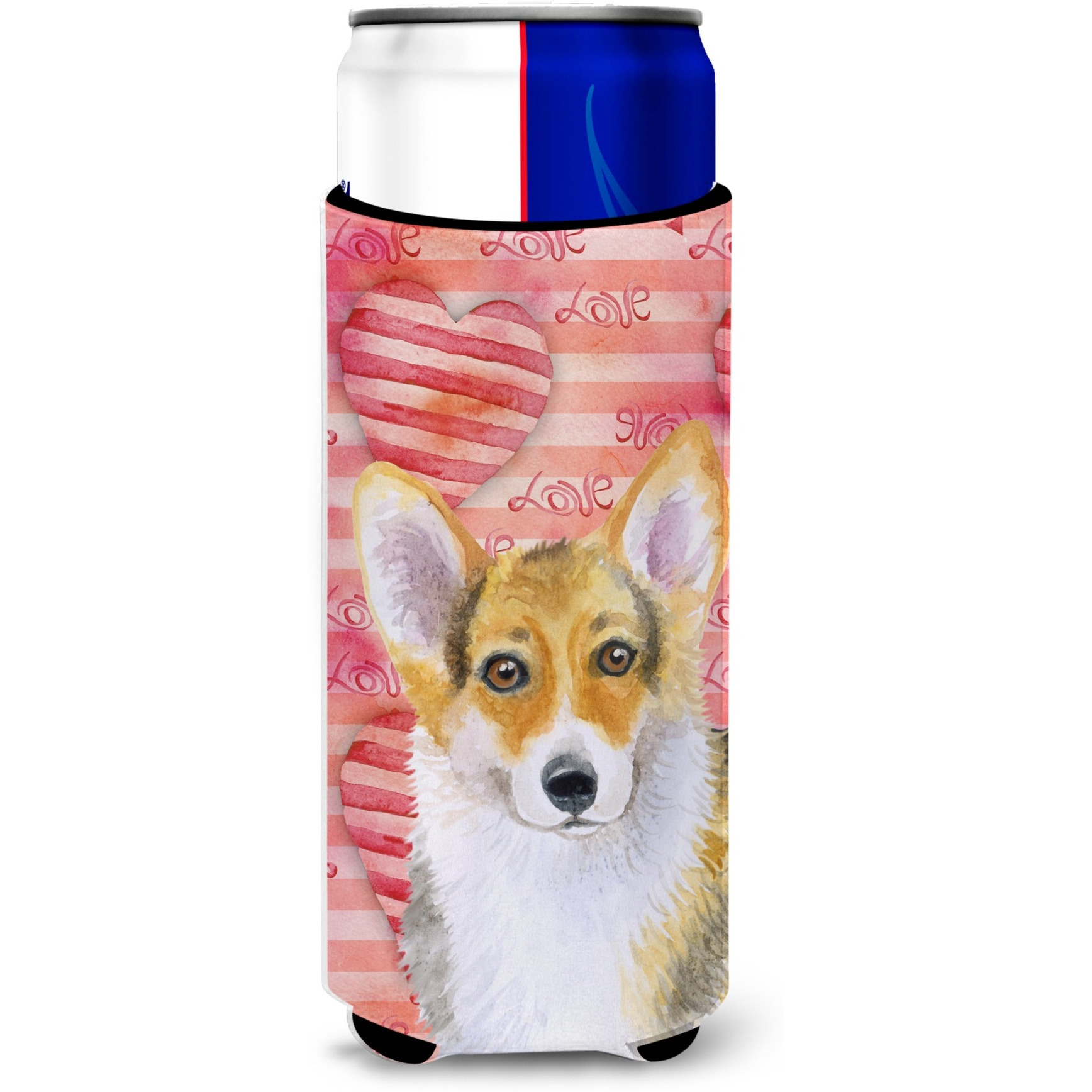 &quotCaroline's Treasures Pembroke Corgi Love Decorative Can Hugger, Slim, Multicolor"
