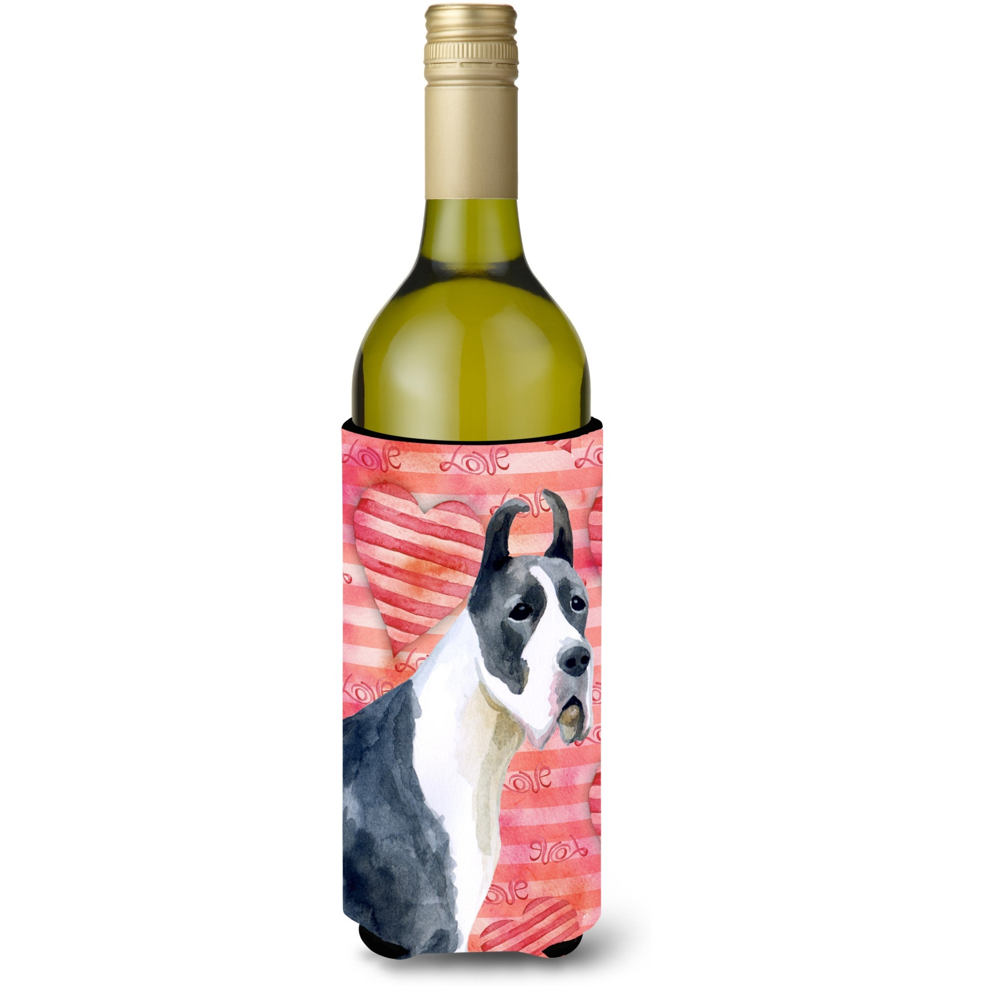 &quotCaroline's Treasures Harlequin Dane Love Decorative Bottle Hugger, 750ml, Multicolor"