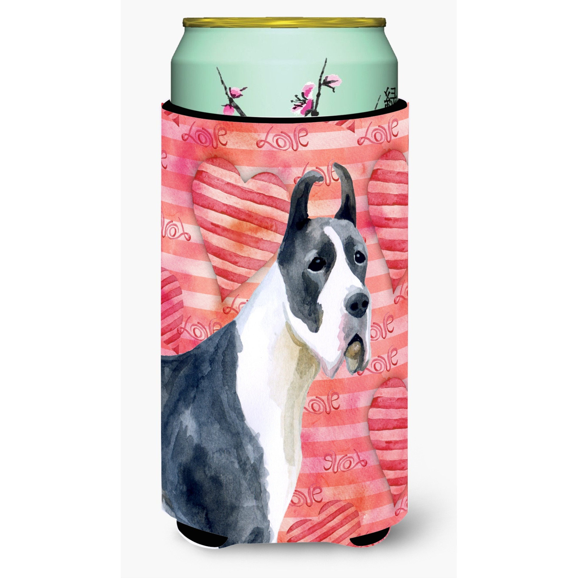 &quotCaroline's Treasures Harlequin Dane Love Decorative Can Hugger, Tall Boy, Multicolor"