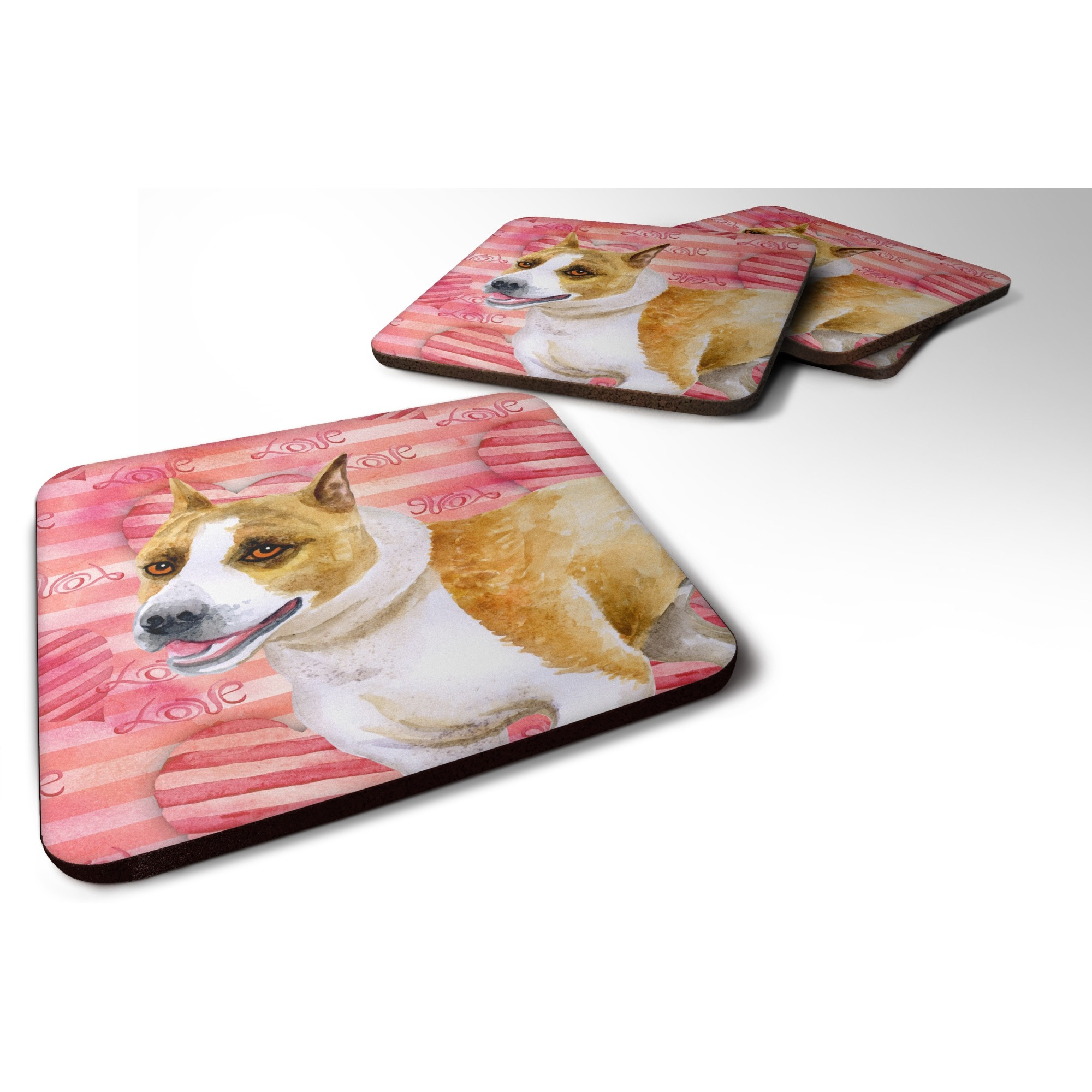 &quotCaroline's Treasures American Staffordshire Love Decorative coasters, Multicolor"