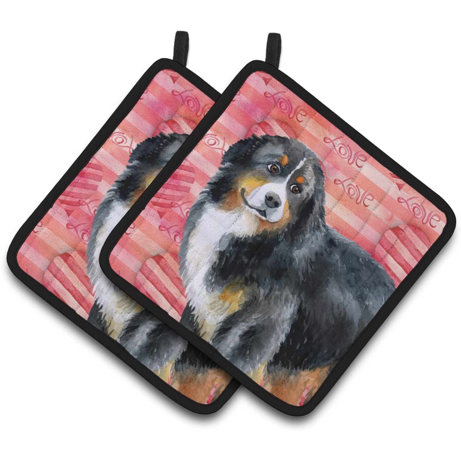 &quotCaroline's Treasures Bernese Mountain Decorated pot holder, 7.5H x 7.5W, Love is a Dog"
