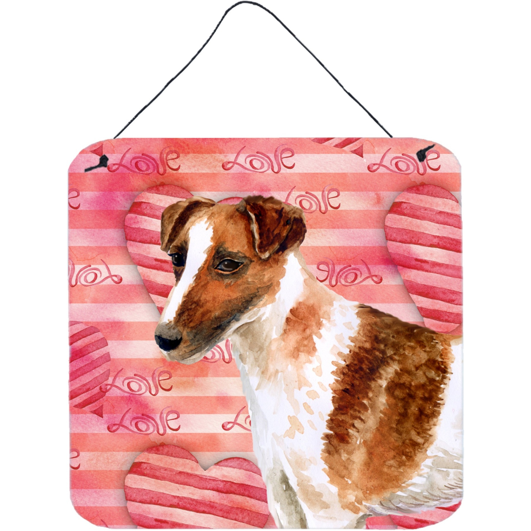 &quotCaroline's Treasures Smooth Fox Terrier Metal Print, 6h x 6w, Love is a Dog"