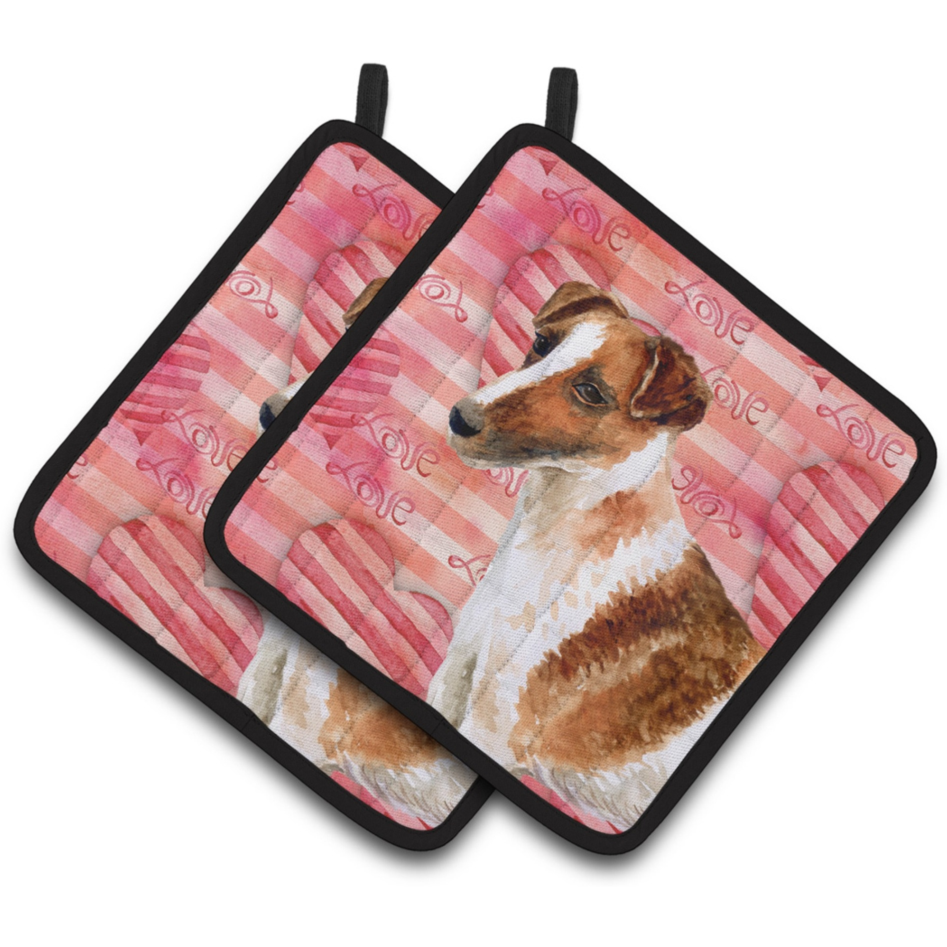 &quotCaroline's Treasures Smooth Fox Terrier Decorated pot holder, 7.5H x 7.5W, Love is a Dog"