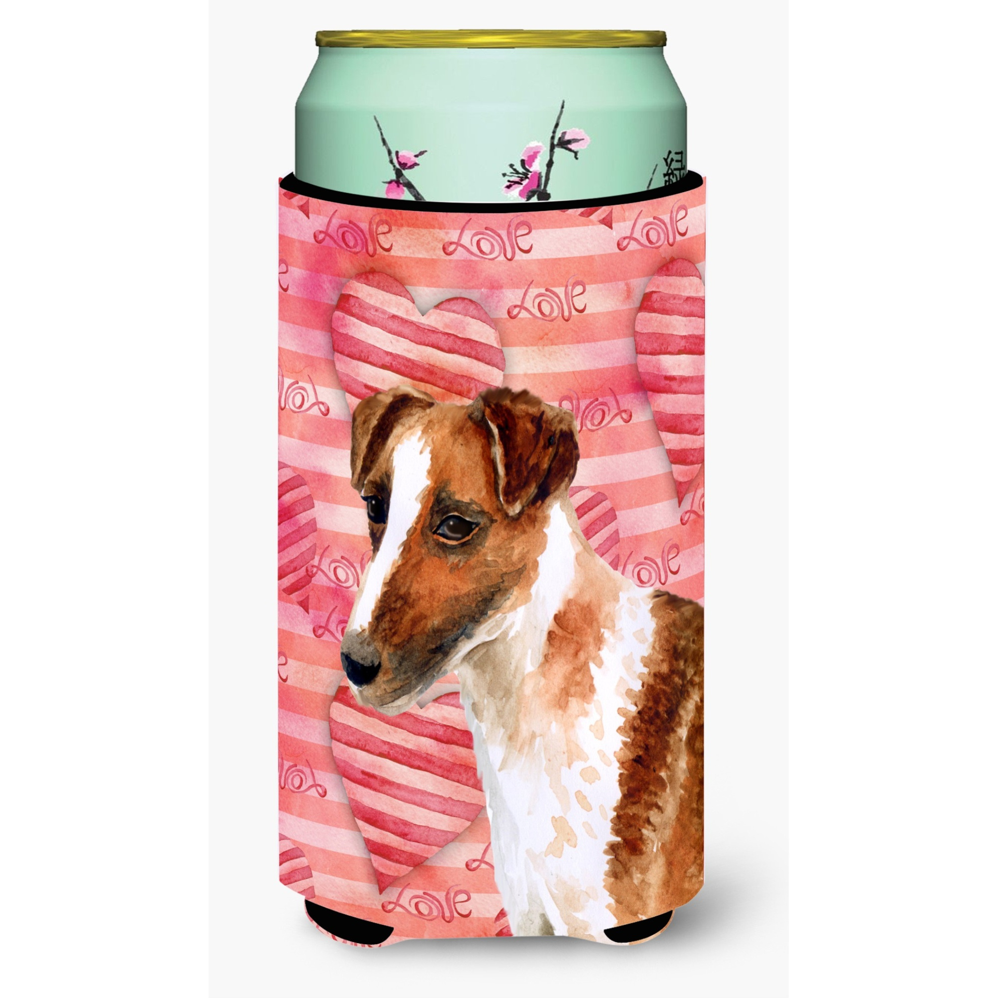 &quotCaroline's Treasures Smooth Fox Terrier Love Decorative Can Hugger, Tall Boy, Multicolor"